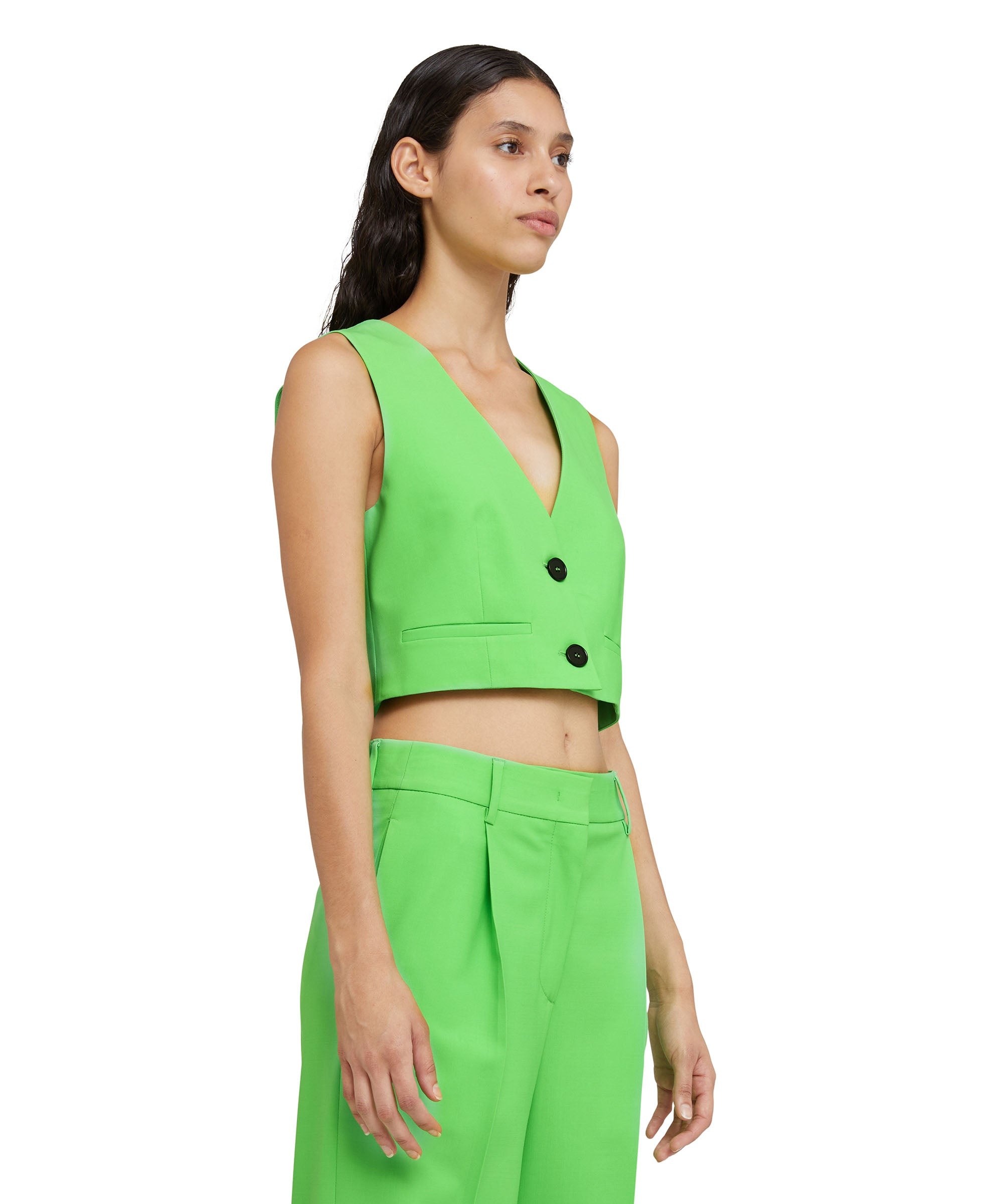 Solid color lightweight wool crop vest - 4