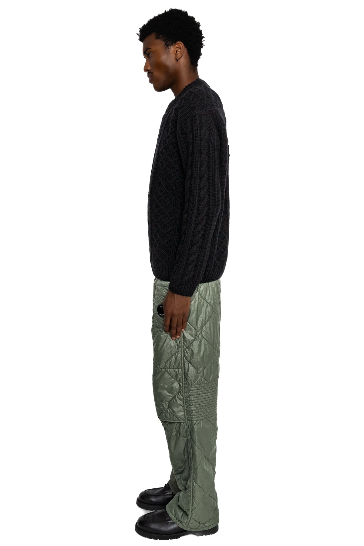 Diagonal Raised Fleece Mixed Quilted Sweatpants - Grape Leaf - 4