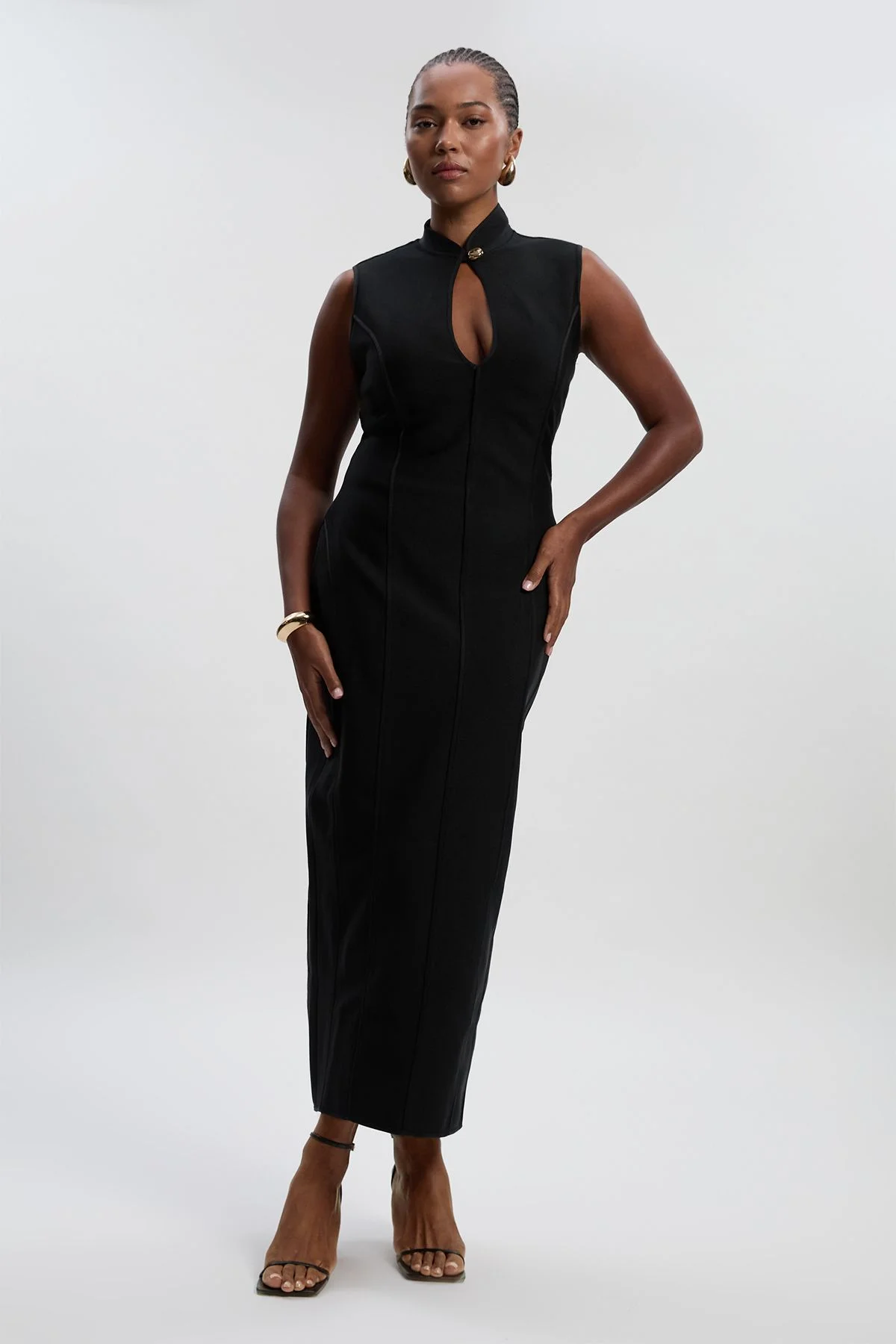 Plus Size Figure Form Bandage Sleeveless Pencil Knit Maxi Dress - 1
