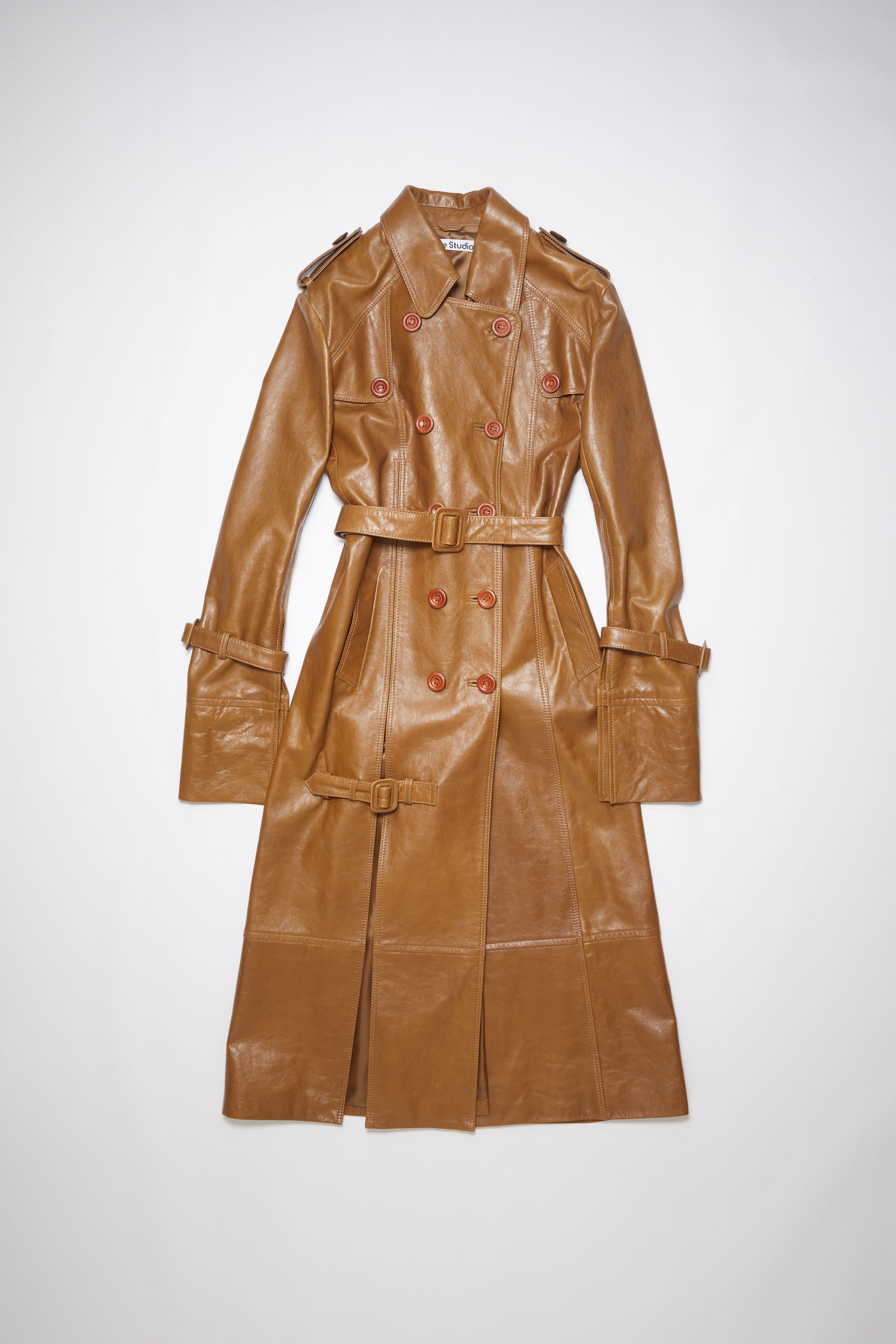 Leather trench coat - Cognac brown - 1