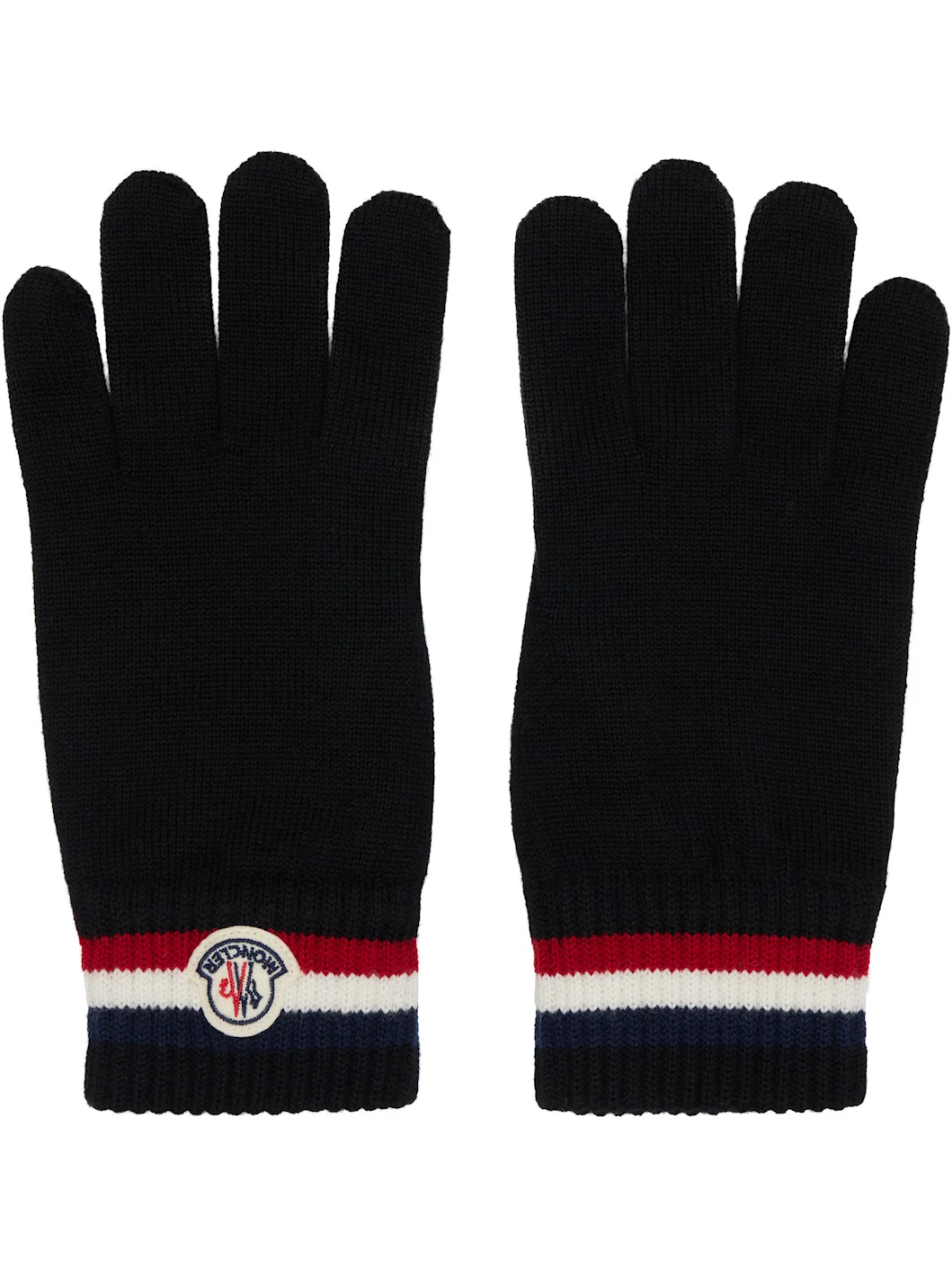 Black Tricolor Wool Gloves - 1
