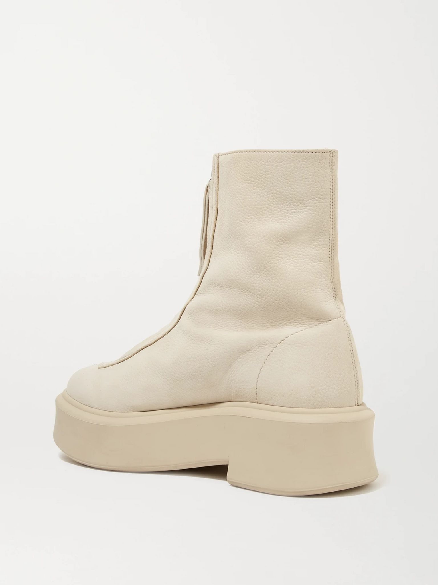 Textured-nubuck platform ankle boots Beige - 3