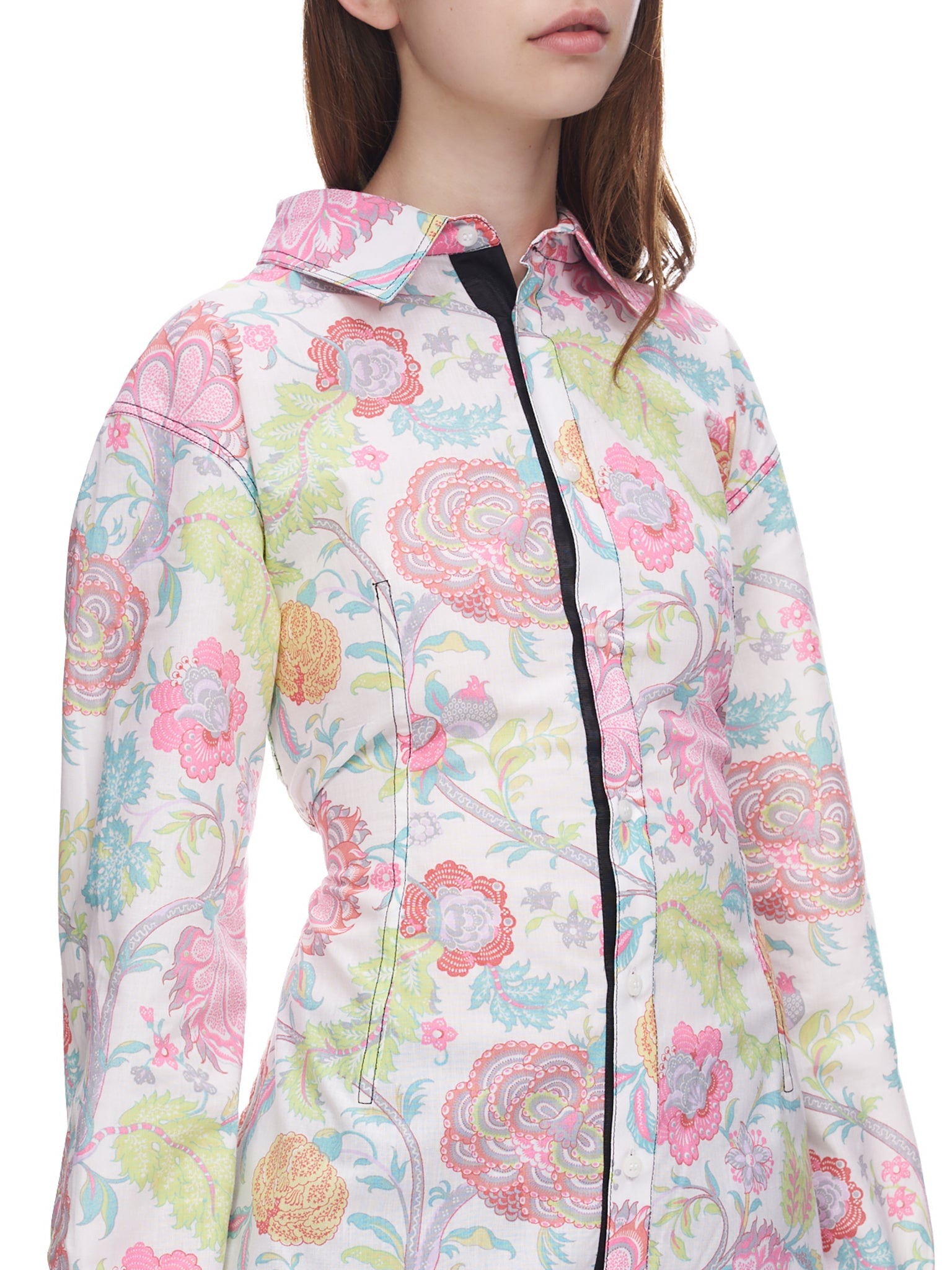 Floral Reversed Corset Shirt - 4