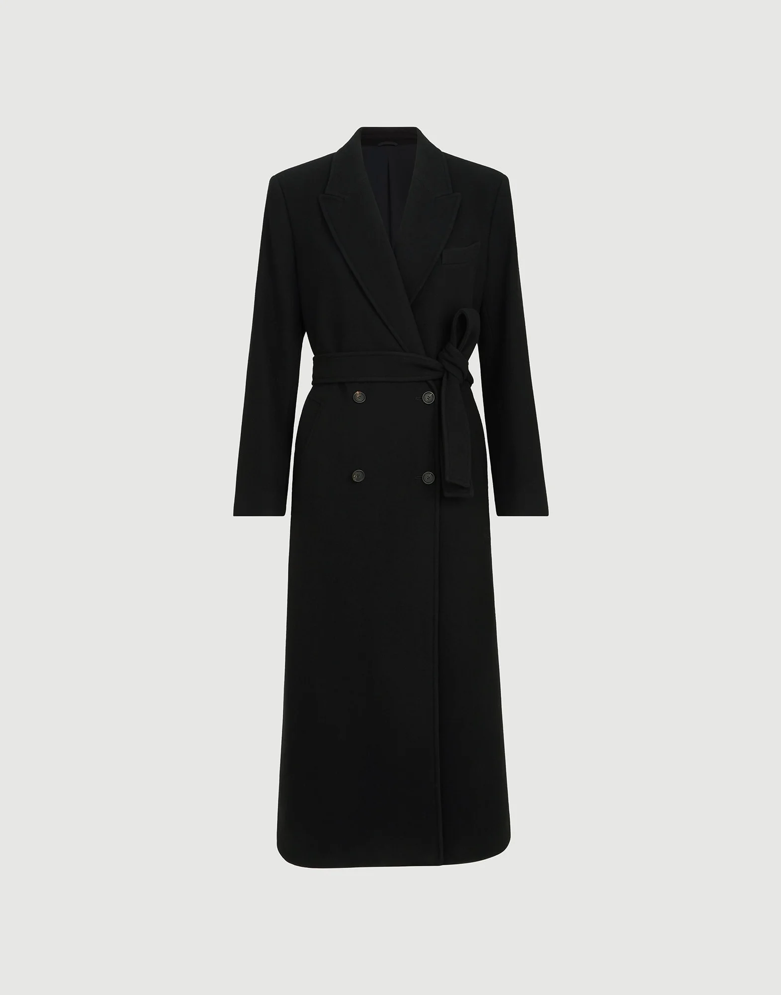 Lightweight water-resistant cashmere belted coat with monili - 1