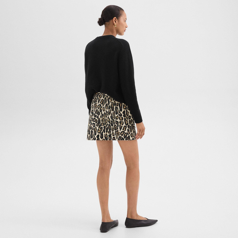 Theory Mini Trouser Skirt in Stretch Leopard Wool outlook