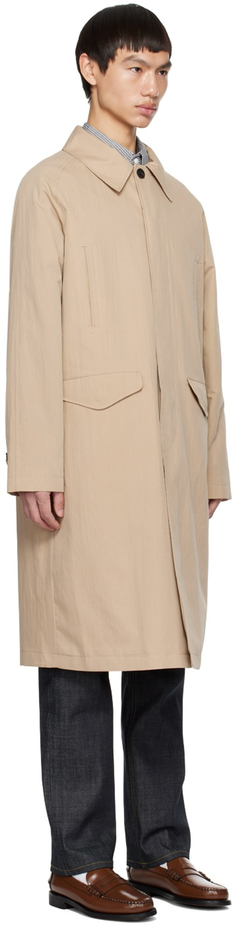 UNIFORM BRIDGE Beige Raglan Coat outlook