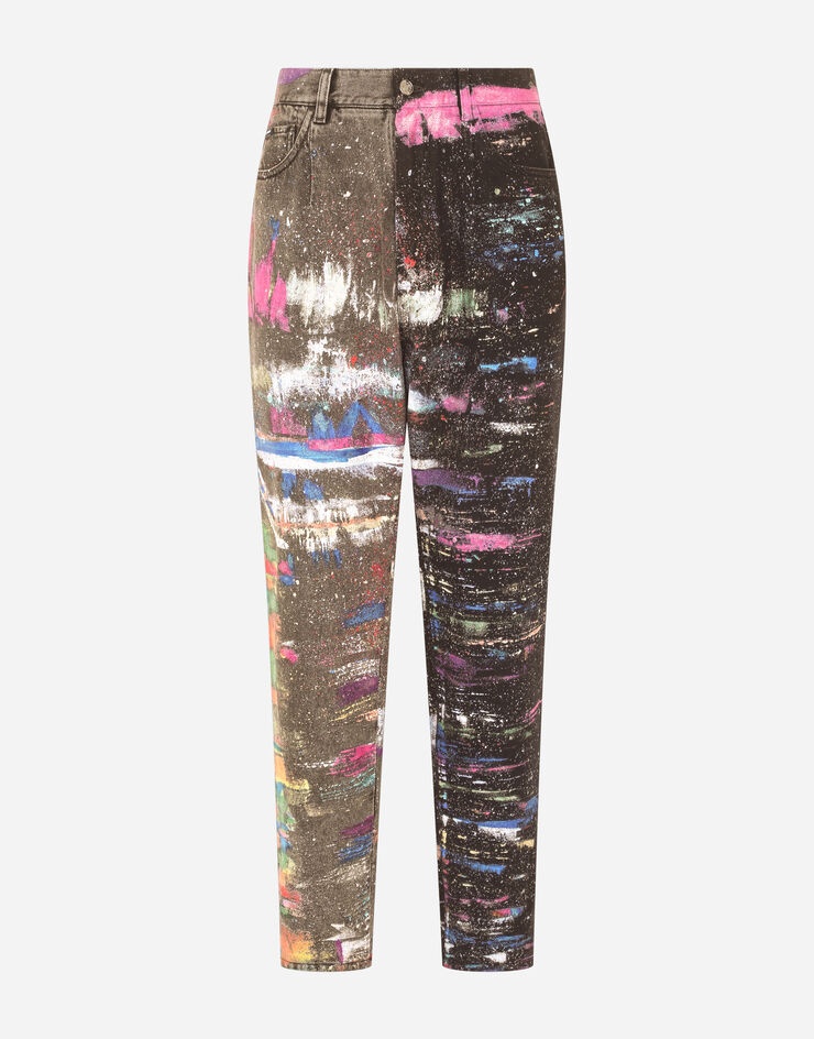 Oversize jeans with plated multi-colored print - 3