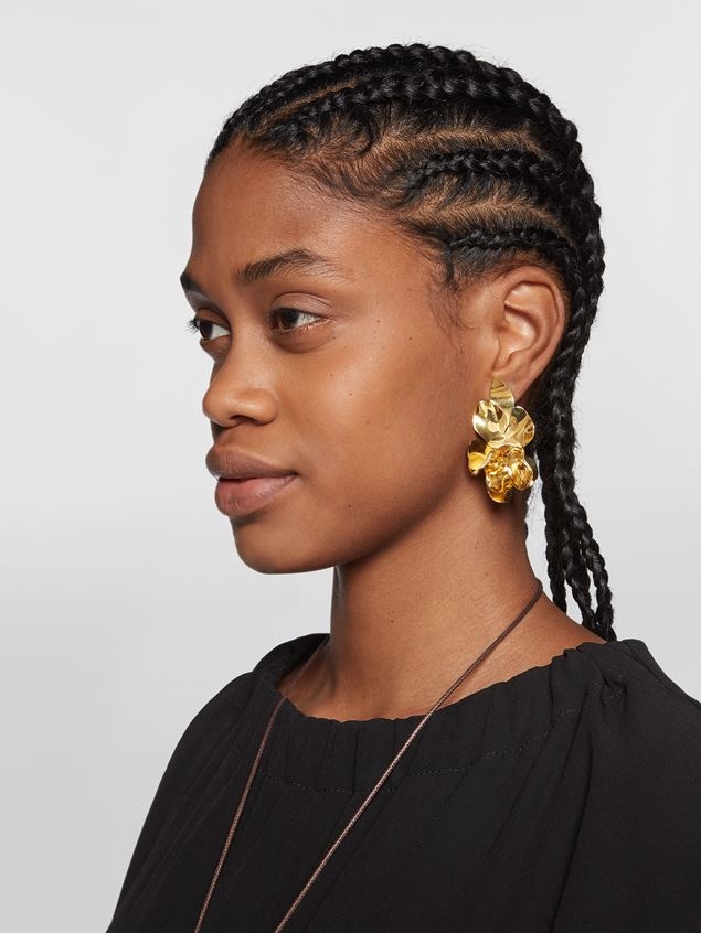 FLOWER-SHAPED FLOWER BRASS EARRINGS - 2