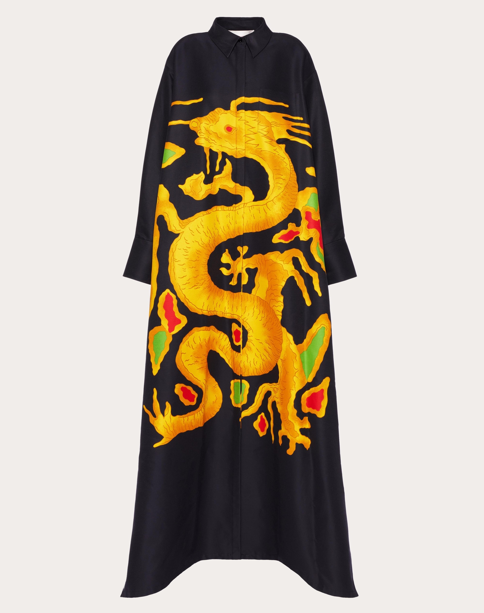 FAILLE EVENING DRESS WITH DRAGO RE-EDITION PRINT - 1