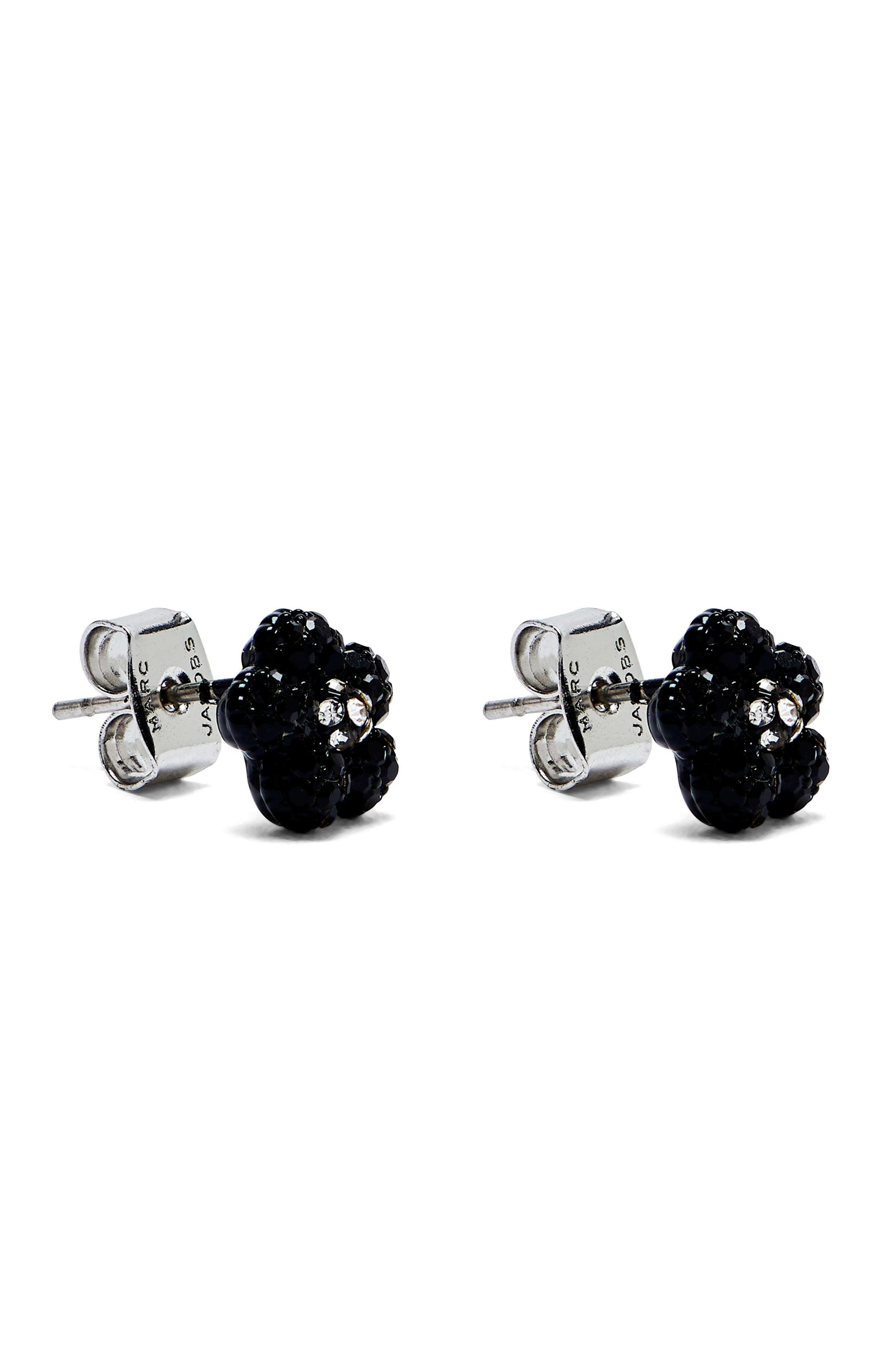 Marc Jacobs Daisy Pavé Micro Stud Earrings in Black/crystal at Nordstrom - 3