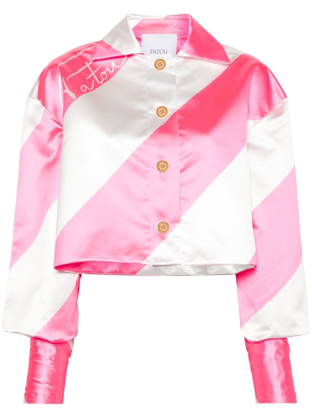 diagonal-striped satin jacket - 1