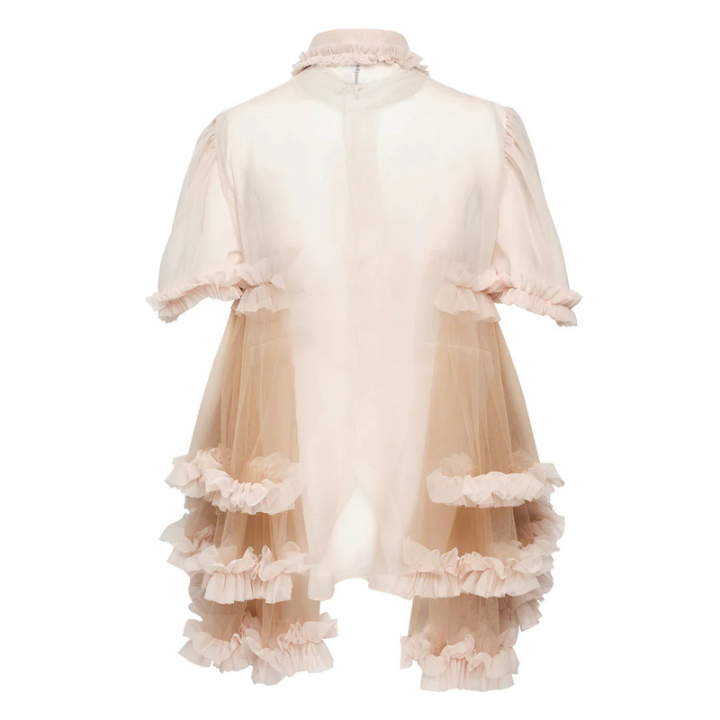 Noir Kei Ninomiya Polyester Georgette x Nylon Tulle Blouse outlook