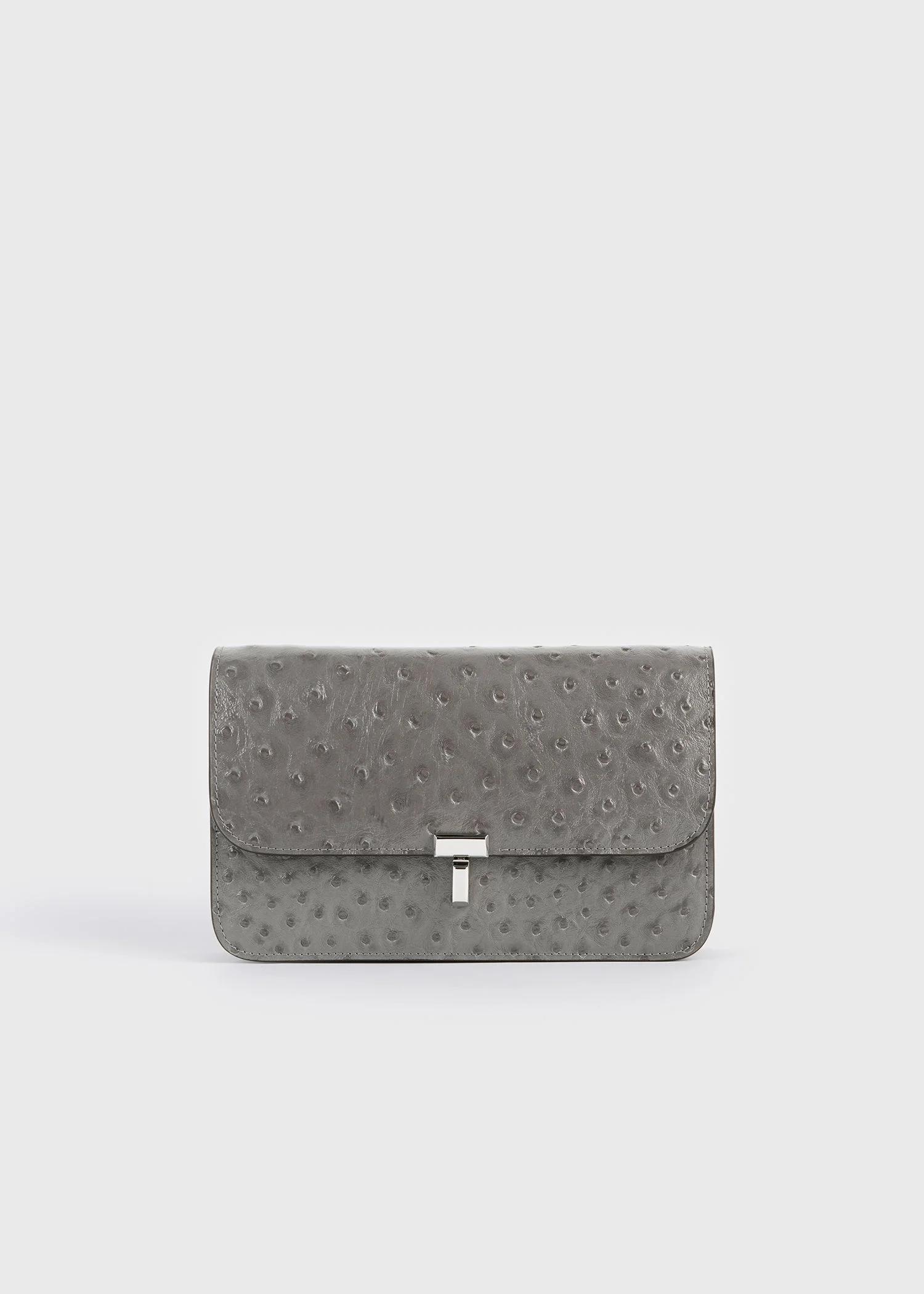 T-lock ostrich-embossed crossbody grey - 1