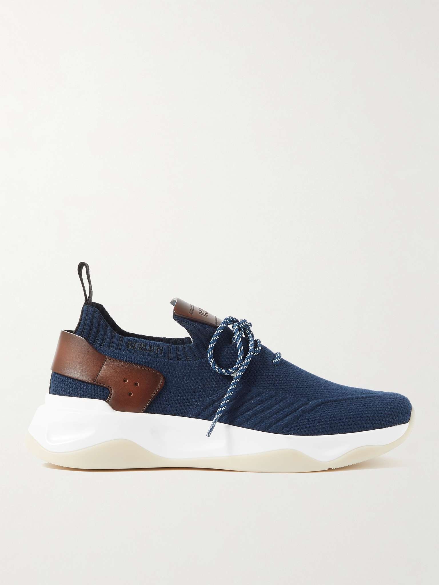 Shadow Venezia Leather-Trimmed Stretch-Knit Sneakers - 1