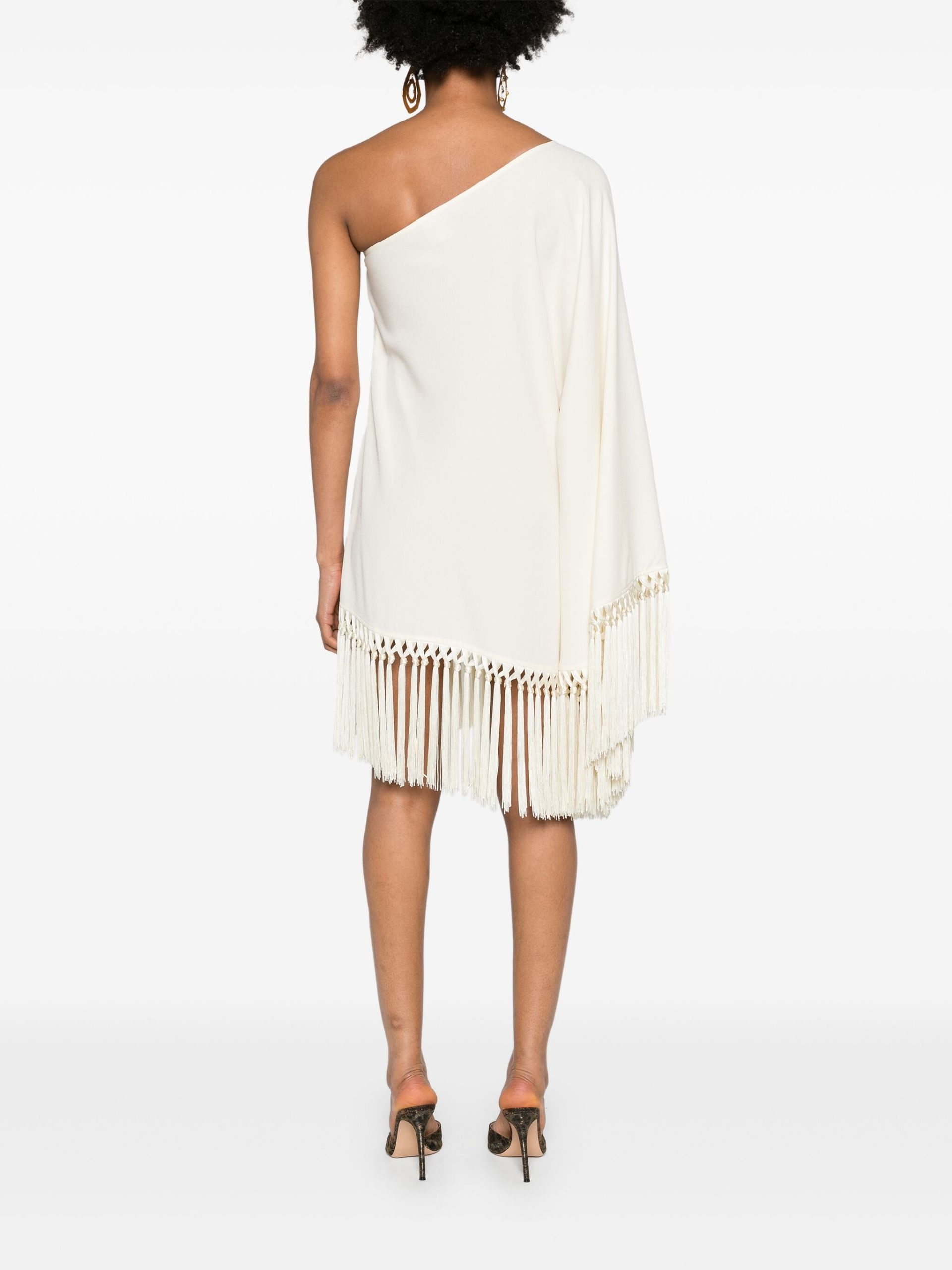 White Arno Fringed Mini Dress - 4