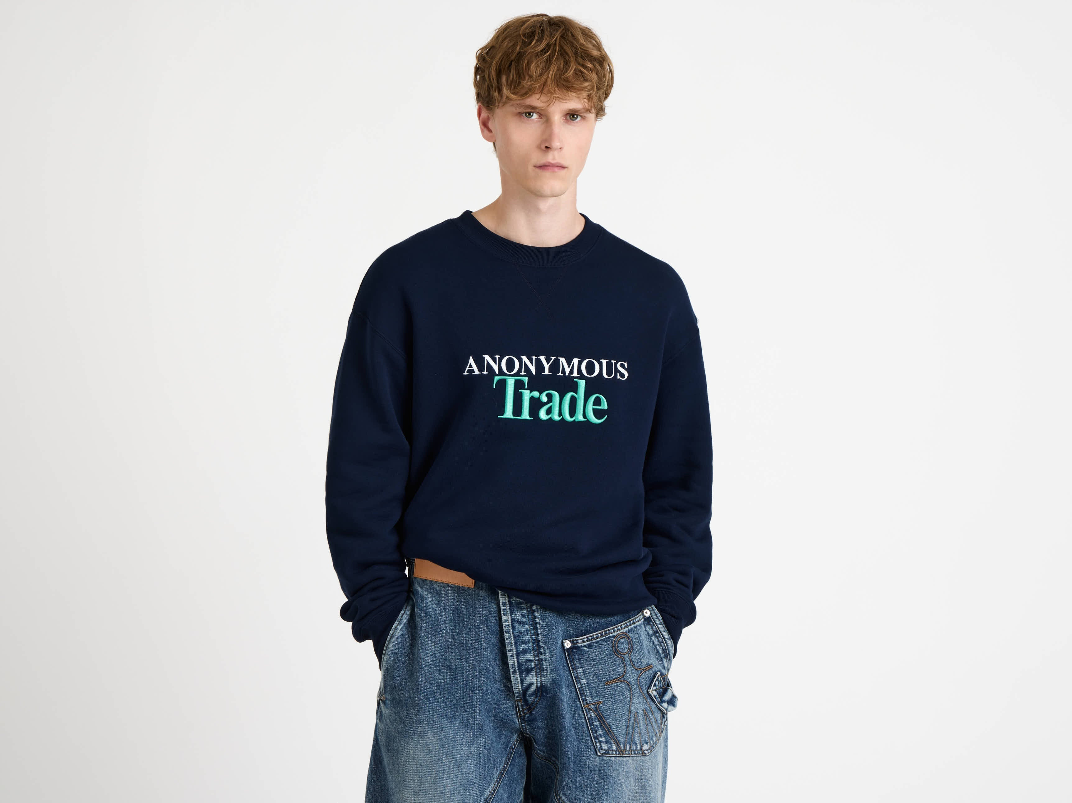 MENS 'ANONYMOUS TRADE' SWEATSHIRT IN NAVY - 4