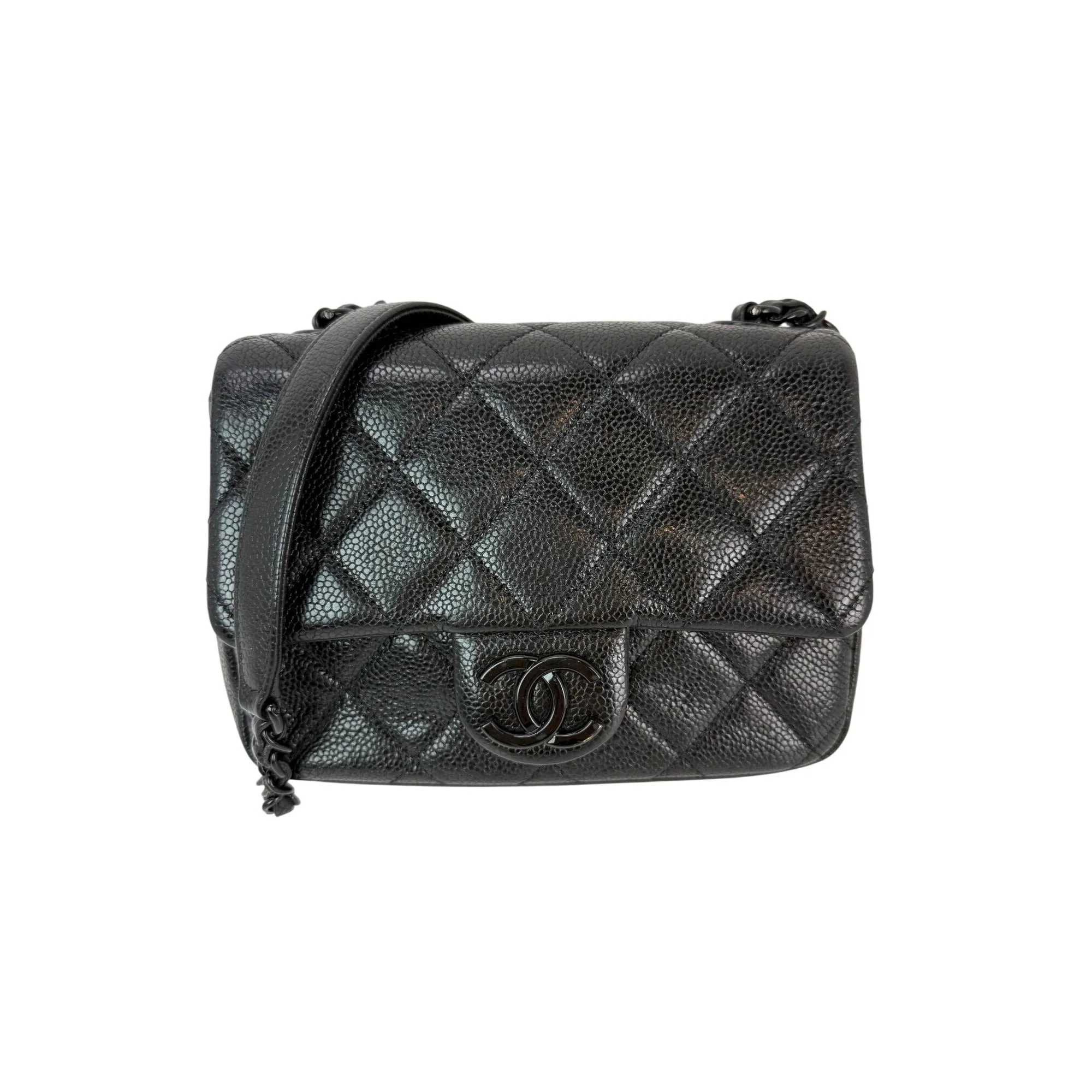 Chanel Caviar Quilted Incocognito Mini Square Black Flap Bag - 1