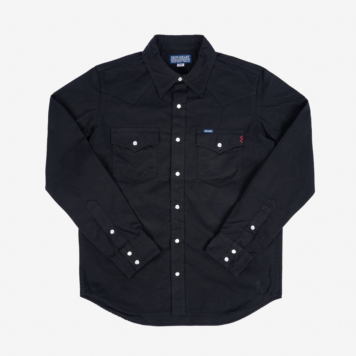 IHSH-394-BLK 7oz Fatigue Cloth Western Shirt - Black - 1