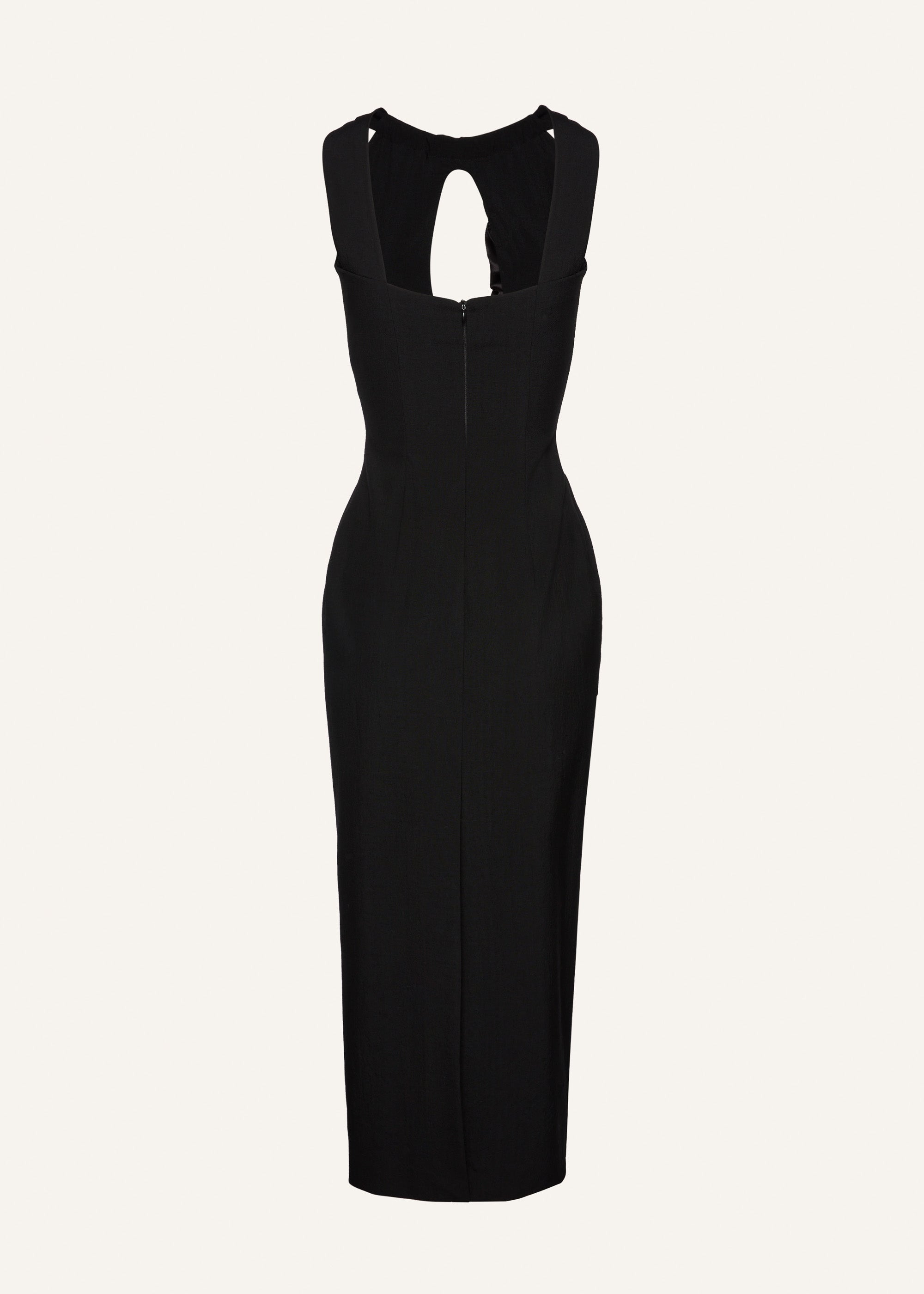 Wool keyhole midi dress in black - 2