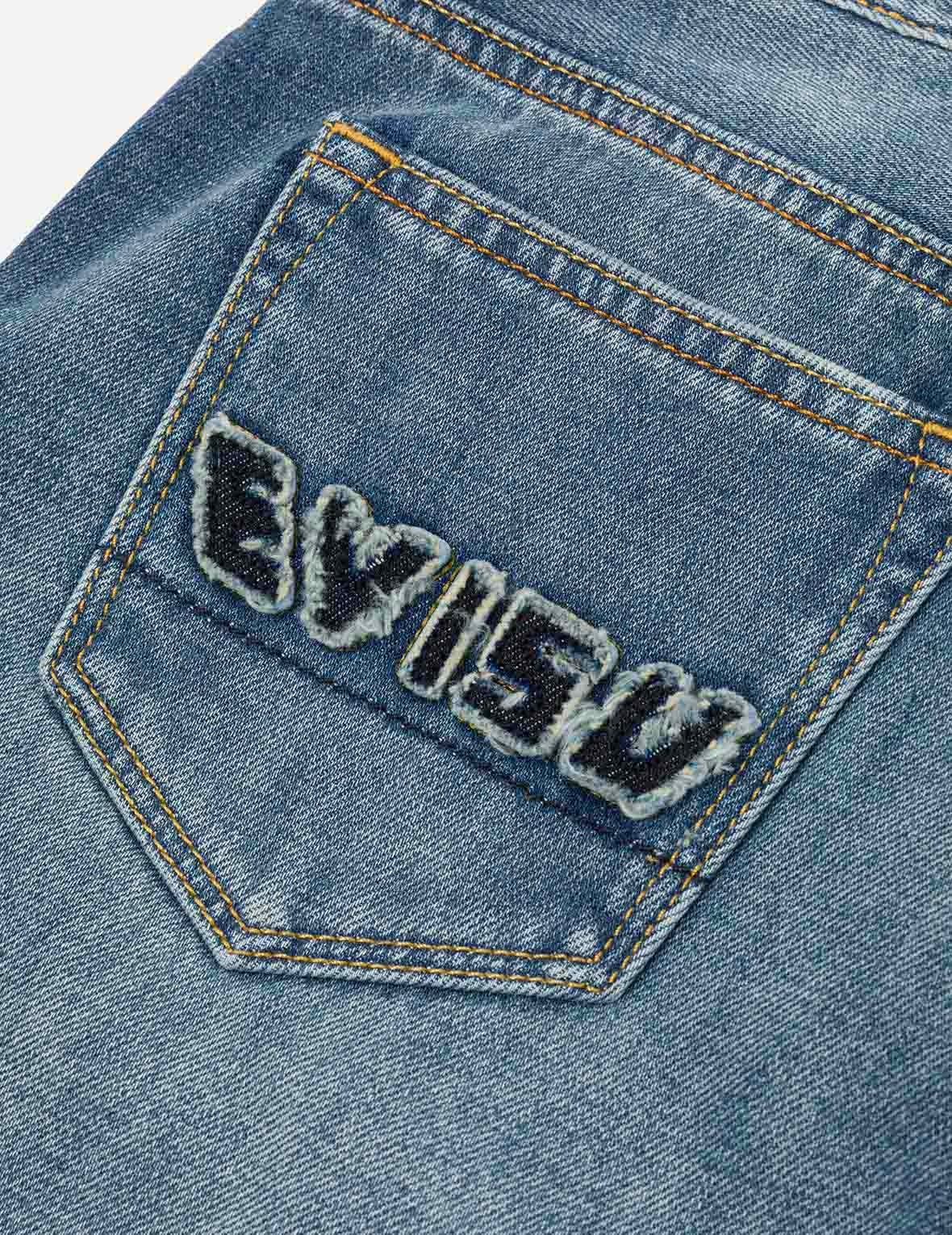 Deconstructed Seagull and Logo Applique Relax Fit Denim Shorts - 4