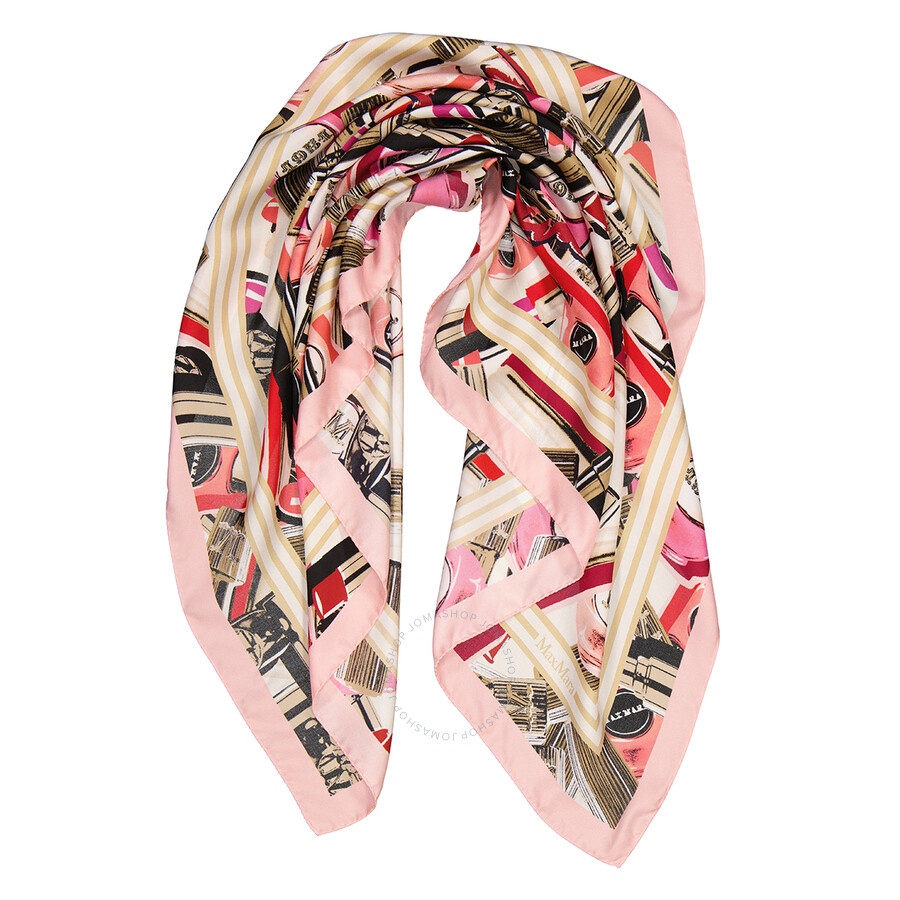 Max Mara Ladies Sugared-Almond Rose Carre Silk Scarf - 2