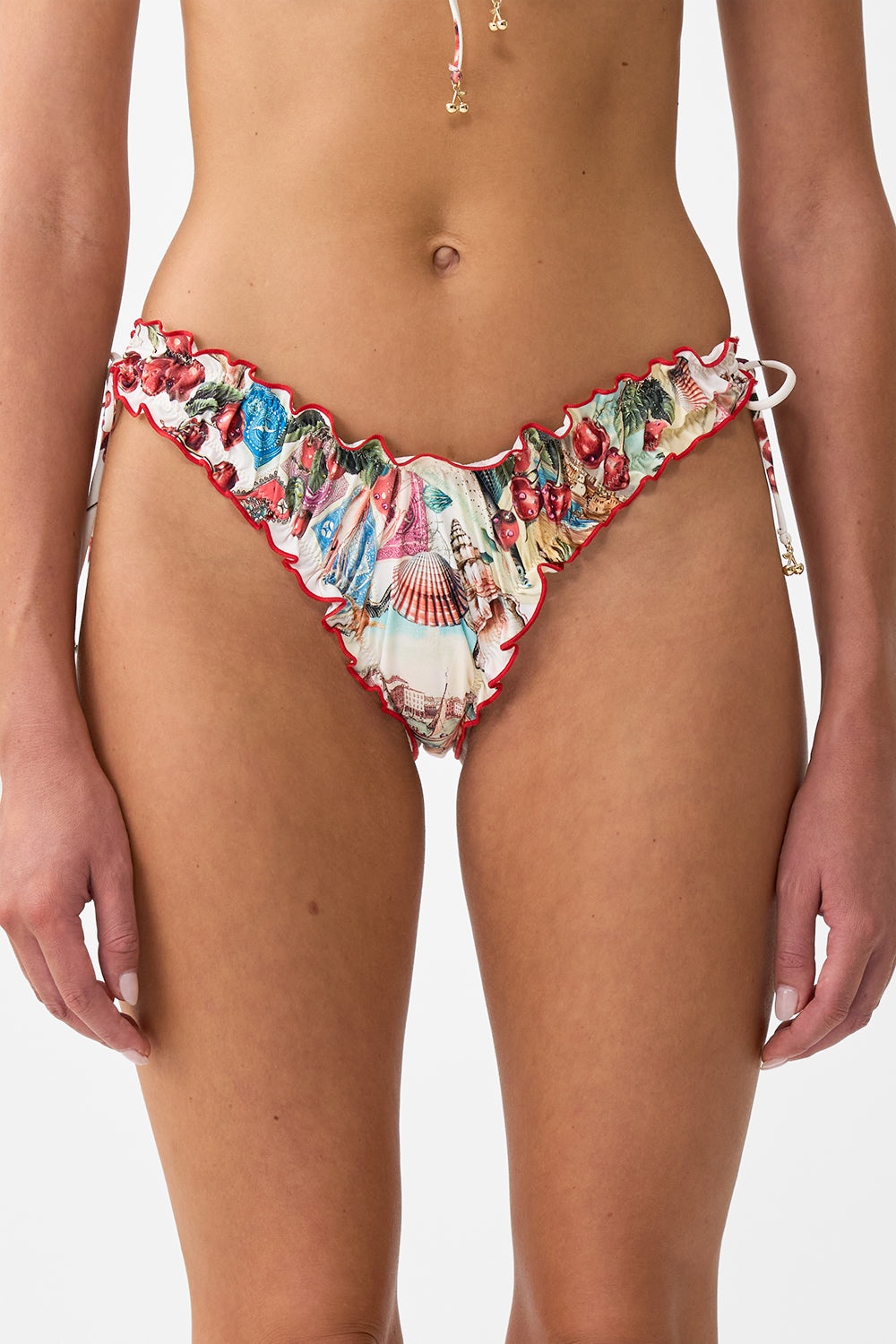 RUCHED SKIMPY BIKINI BOTTOM WITH TIE SIDES - 5