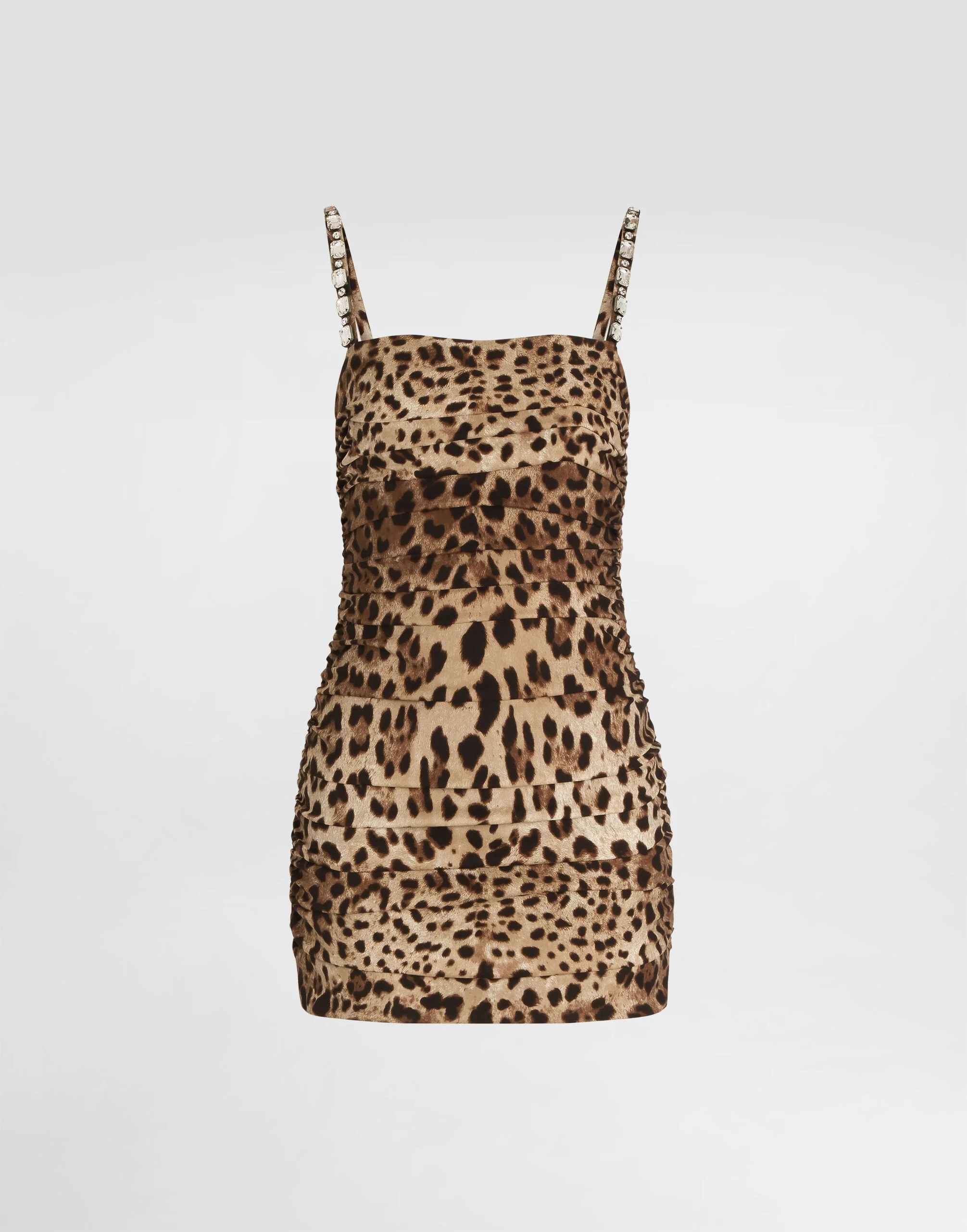 Leo-print charmeuse dress - 1