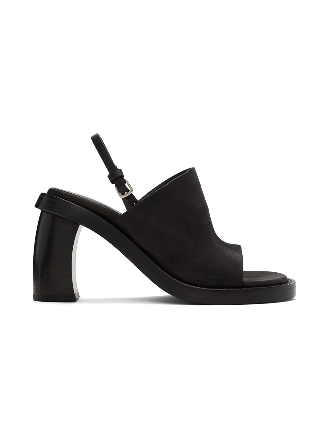 Black Calfskin Heeled Sandals - 1