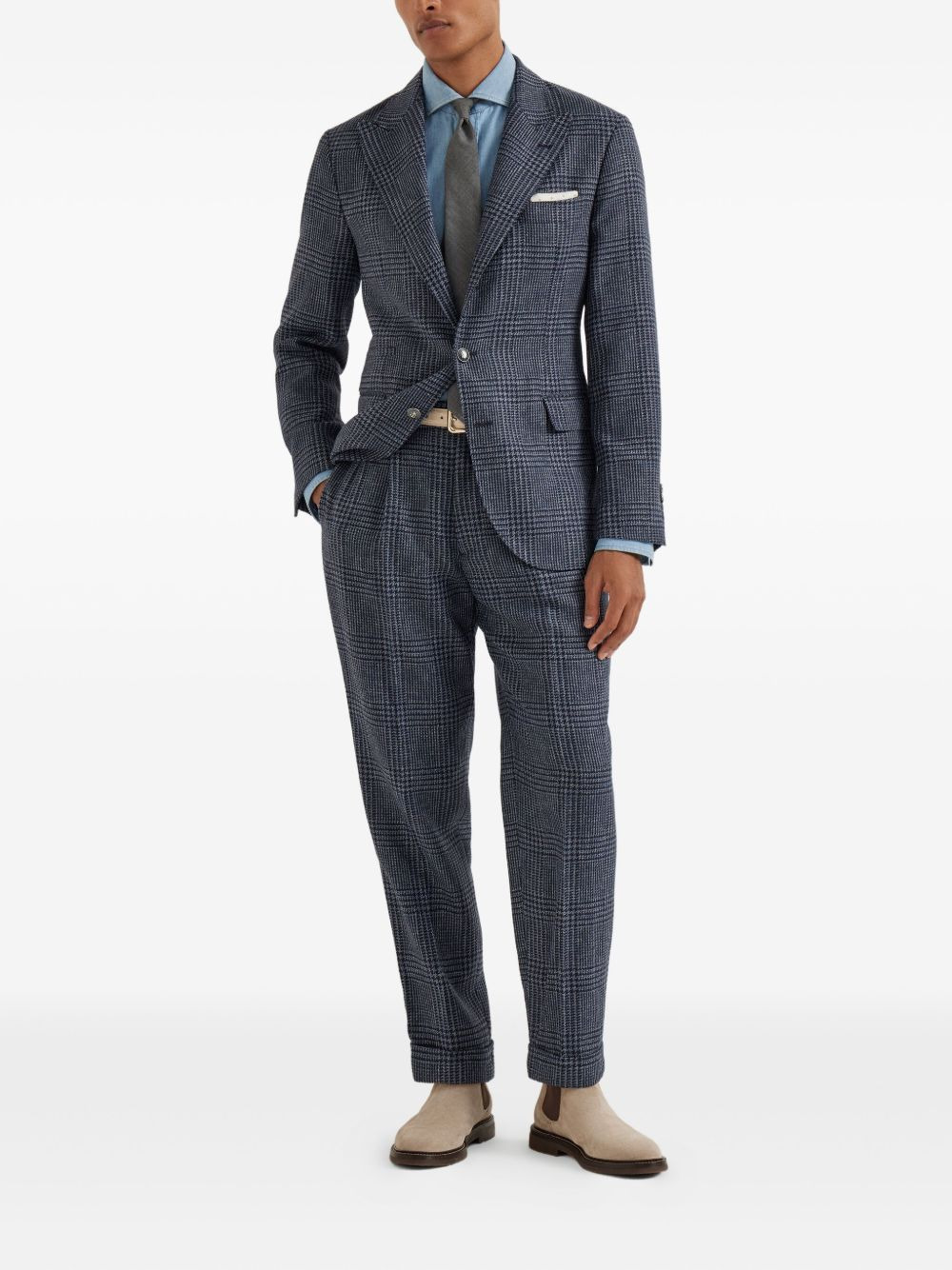 Prince of Wales double-pleated check trousers - 2