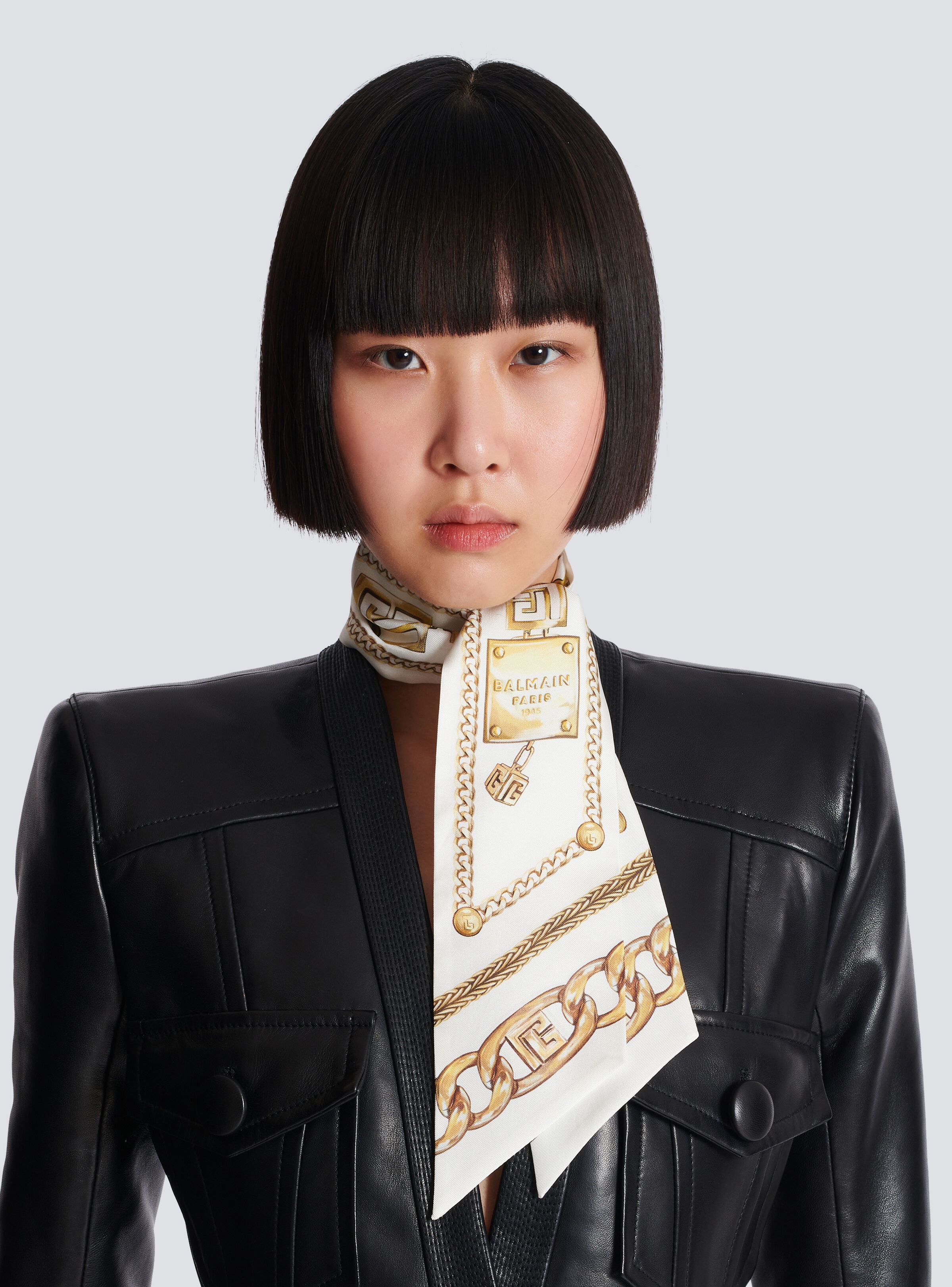 Printed silk bandana with Balmain Chains pattern - 2