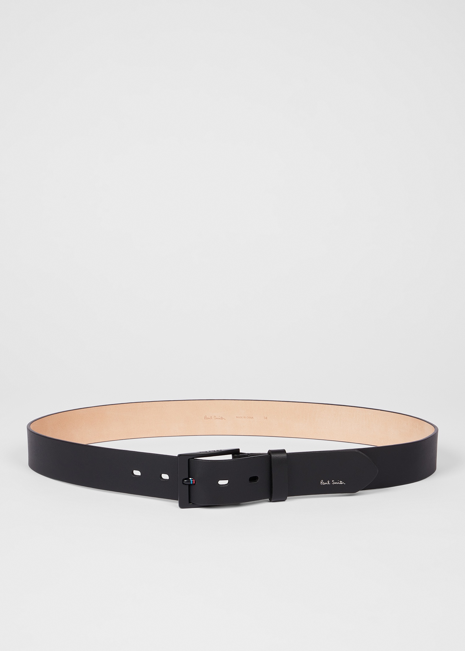 Black Leather 'Sports Stripe' Belt - 2