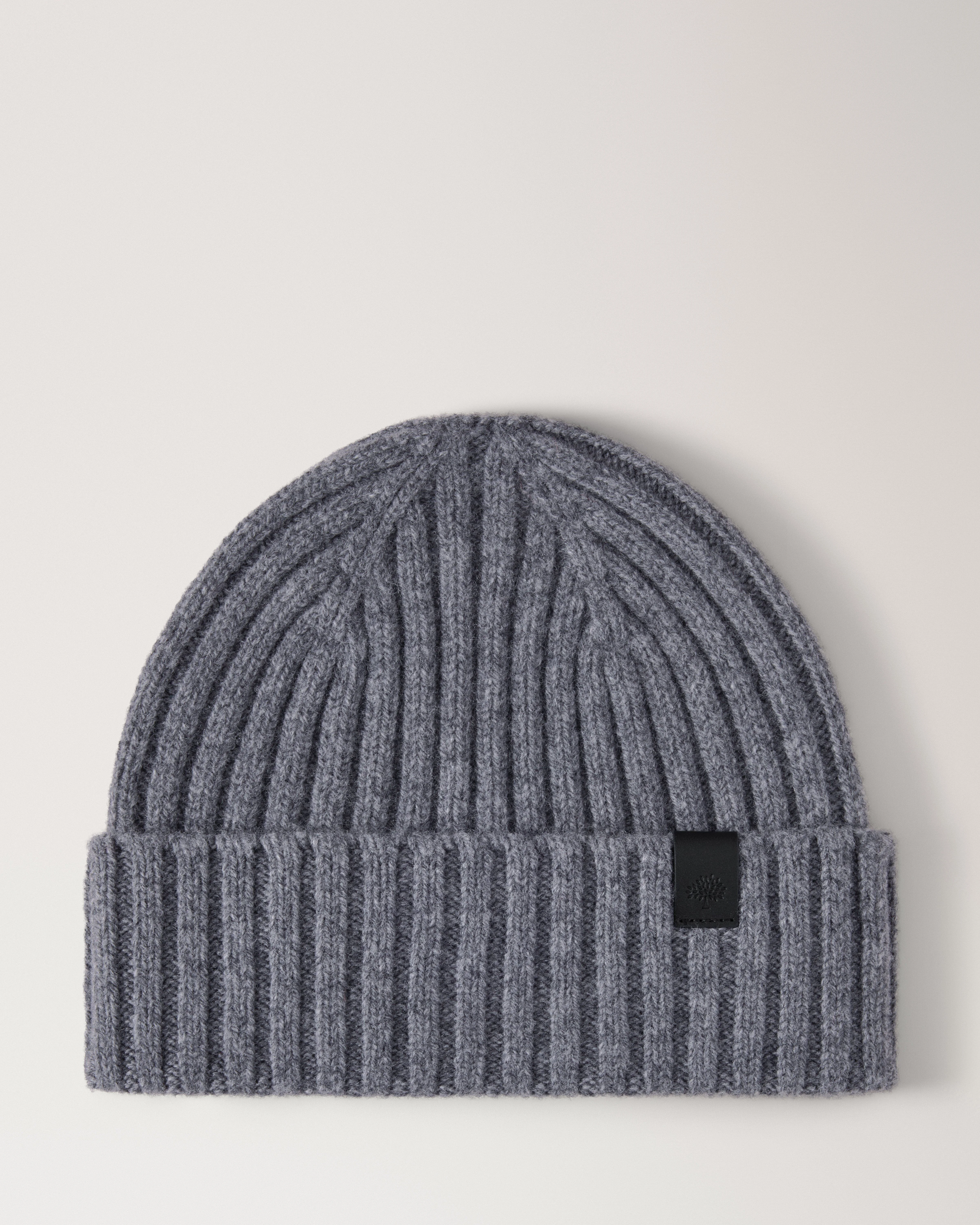Ribbed Knit Beanie Foggy Grey Merino Wool - 1