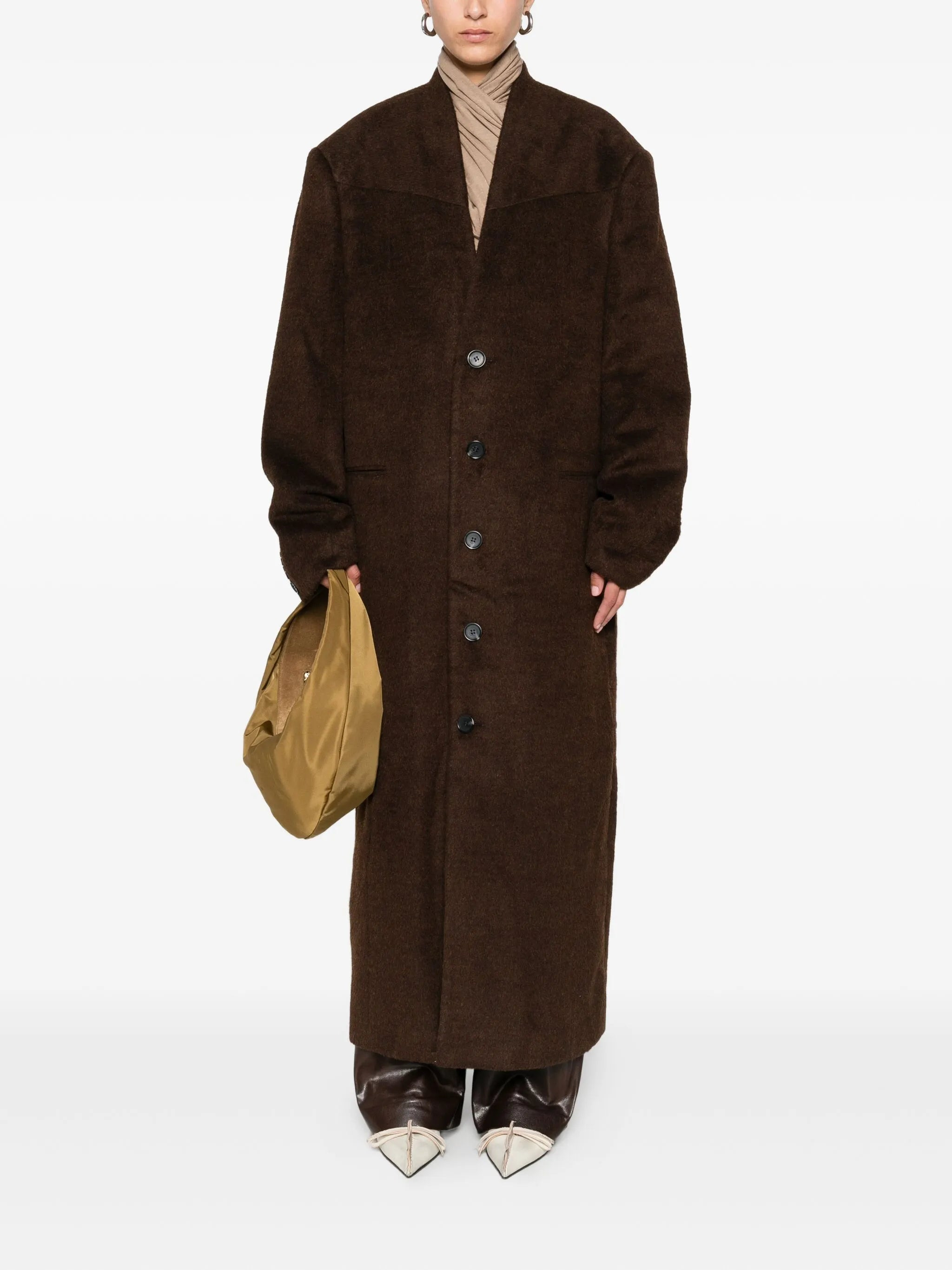 Mute button-front overcoat - 2