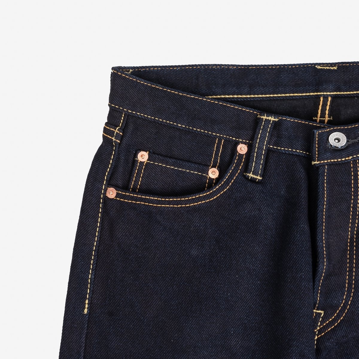 IH-666S-21ib 21oz Selvedge Denim Slim Straight Cut Jeans - Indigo/Black - 13