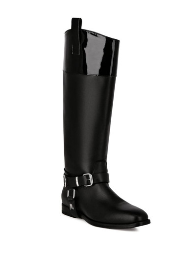 PHILIPP PLEIN buckled leather knee-high boots outlook