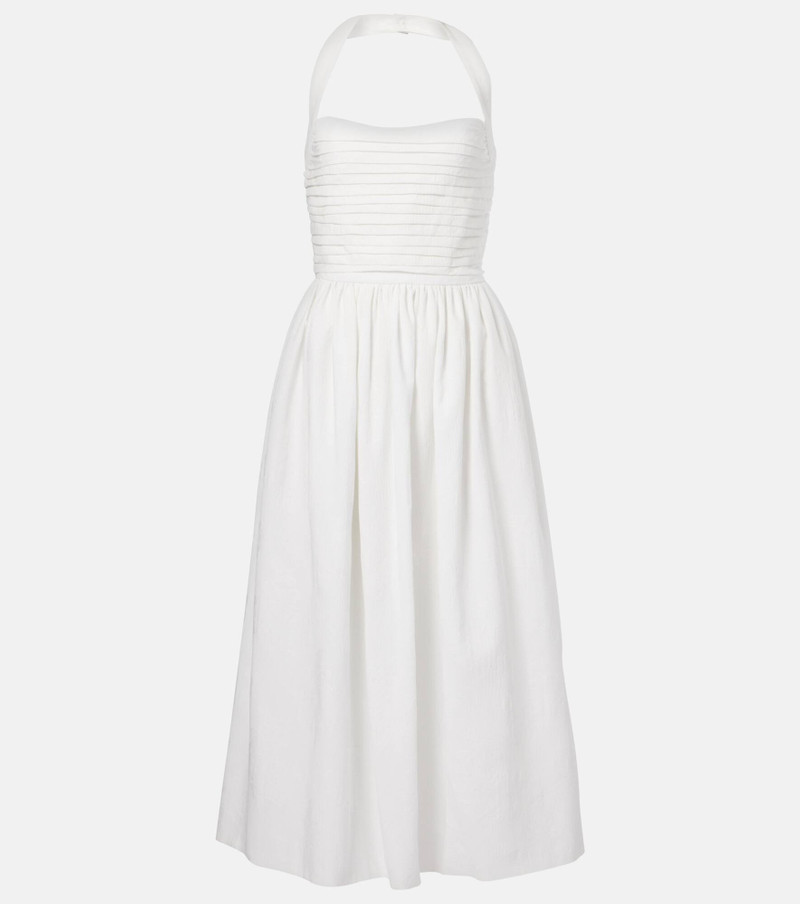 Leia ruched embroidered cotton midi dress - 1