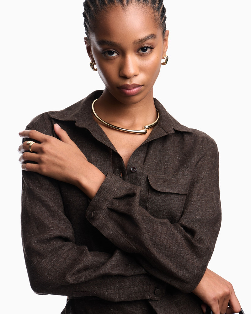 EMPORIO ARMANI ICON LINEN CHAMBRAY DRESS WITH SASH outlook