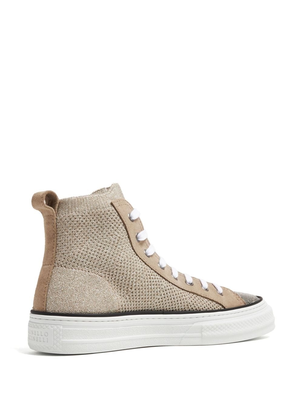 Monili-embellished metallic-knit sneakers - 3