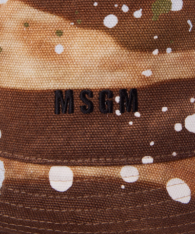 MSGM Cotton bucket hat with "dripping camo" print outlook