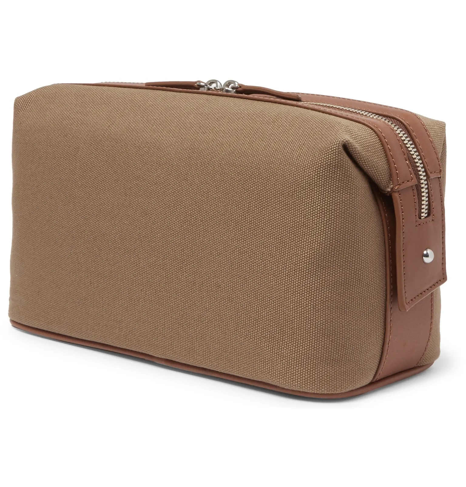 Kenyatta Leather-Trimmed Organic Cotton-Canvas Wash Bag - 3