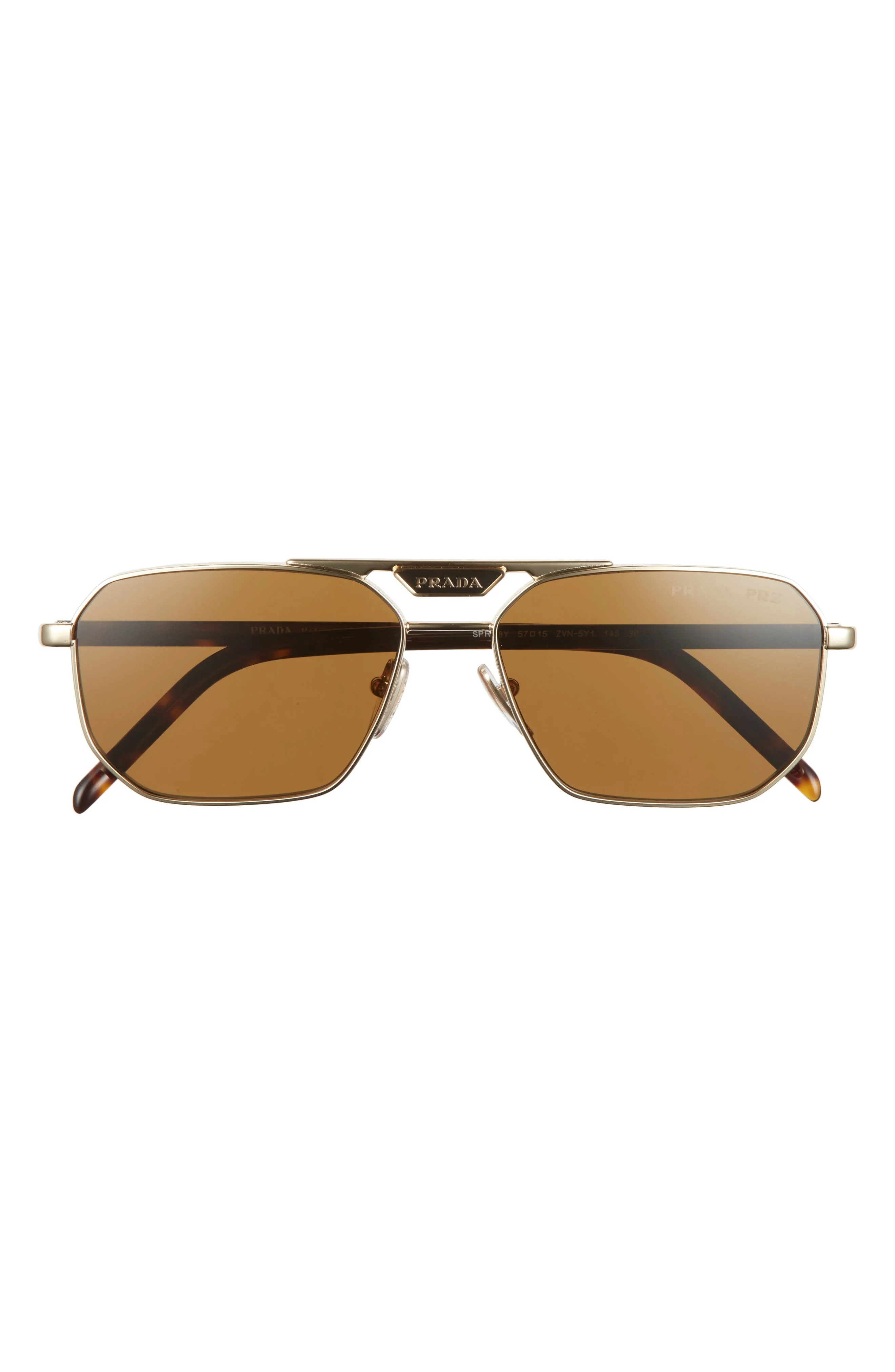 Prada 57mm Polarized Rectangular Sunglasses in Pale Gold at Nordstrom - 1