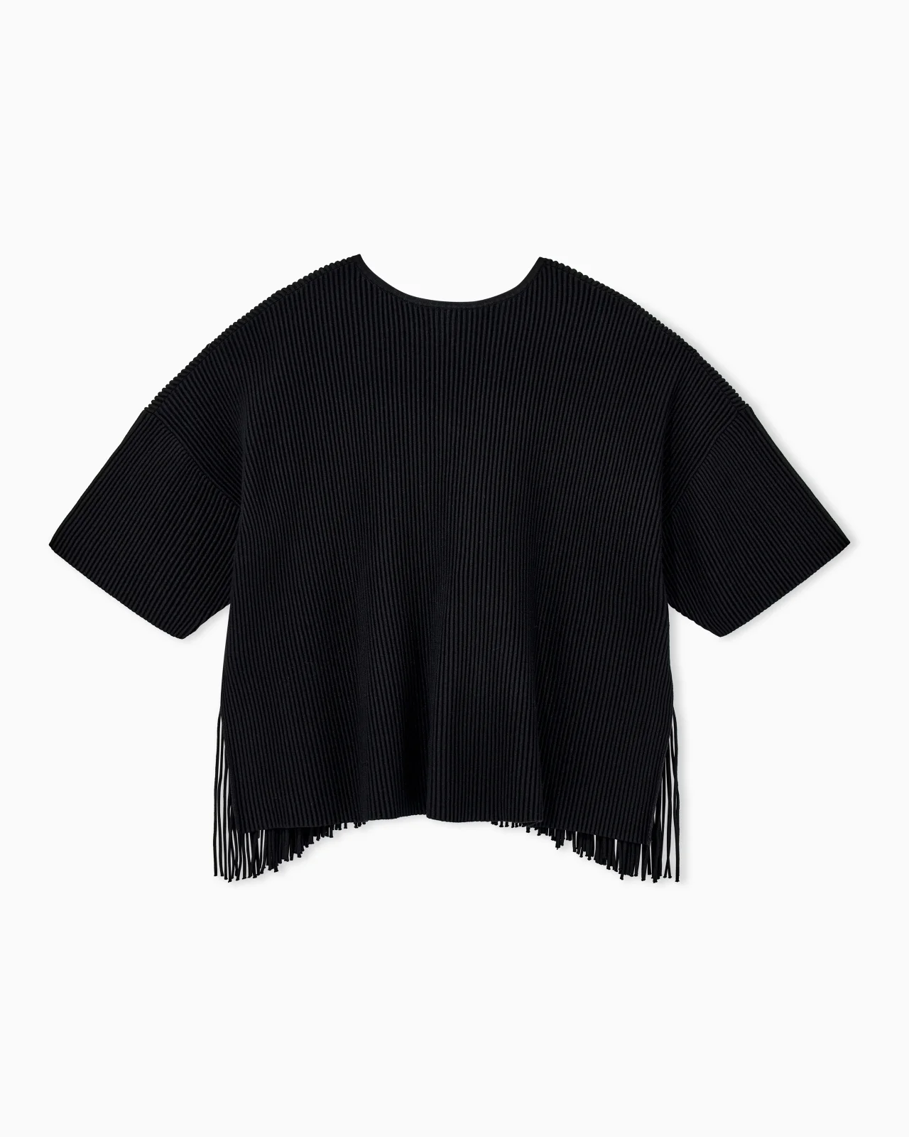 CARDIGAN IN VISCOSE OTTOMAN WITH ROUND NECK AND FRINGE - 1