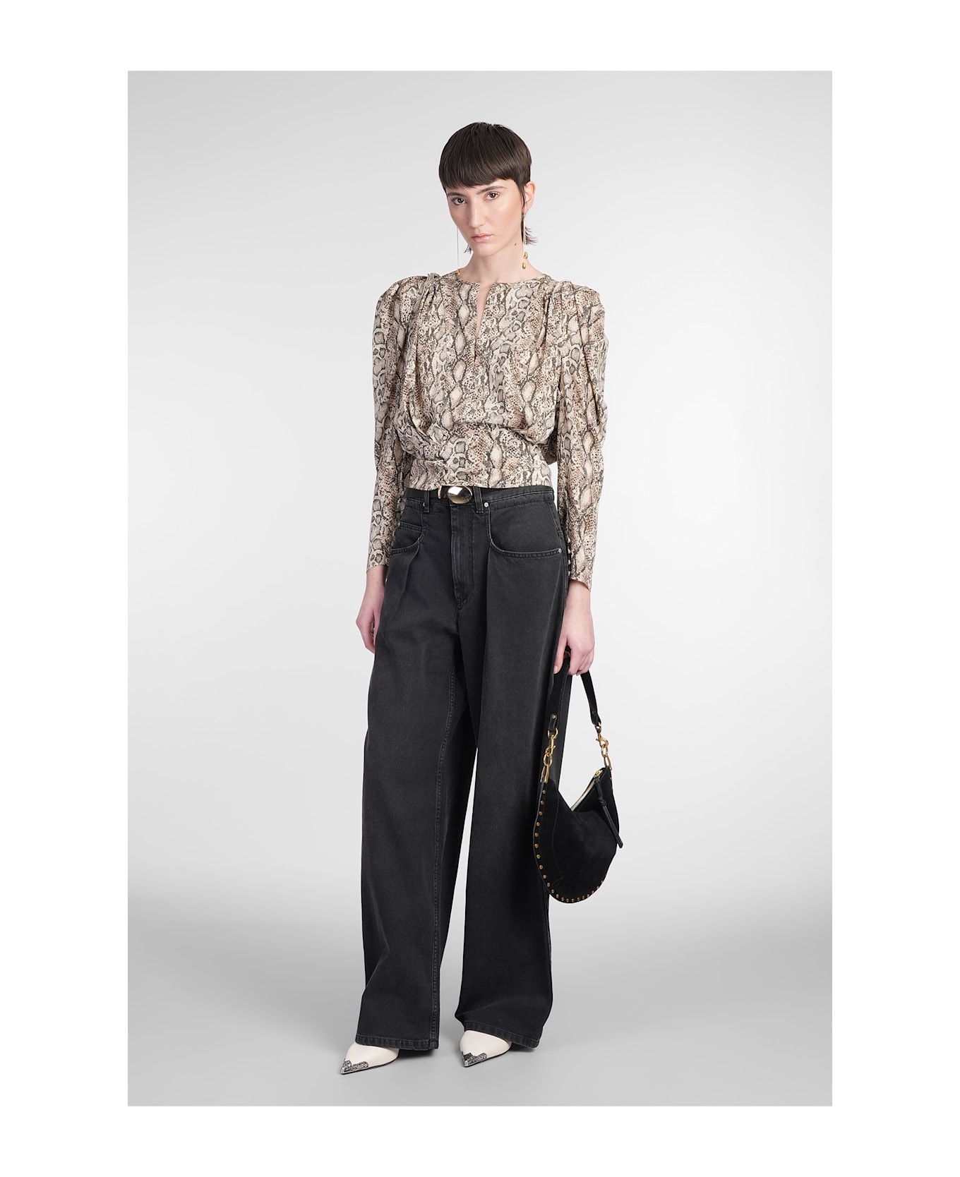 Zarga Blouse In Beige Silk - 2