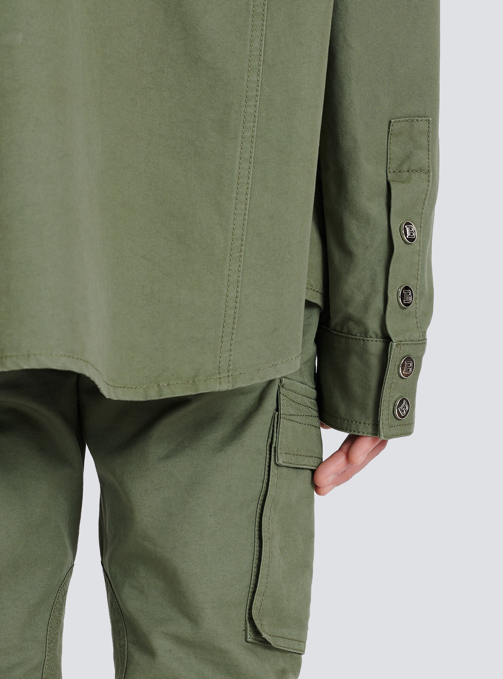 Cotton shirt with embroidered Balmain logo - 8