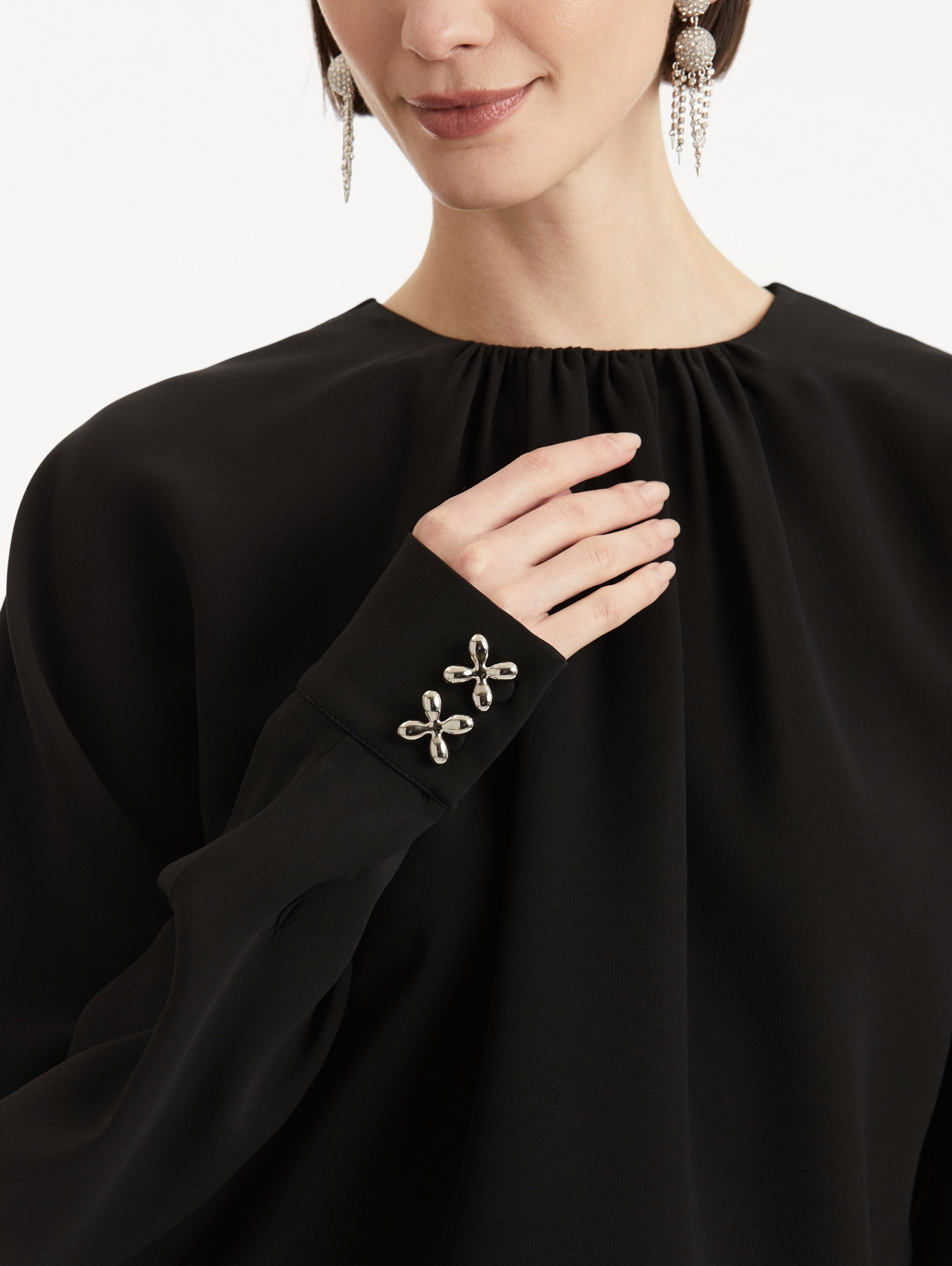 BUTTON-DETAILED GEORGETTE BLOUSE - 5