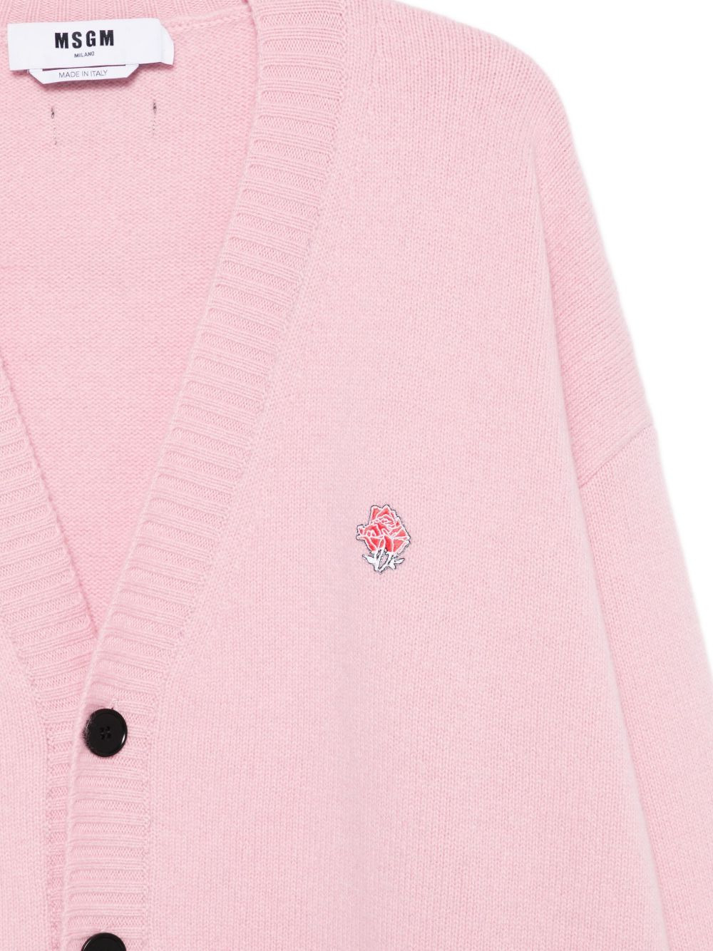 rose-embellished buttoned cardigan - 3