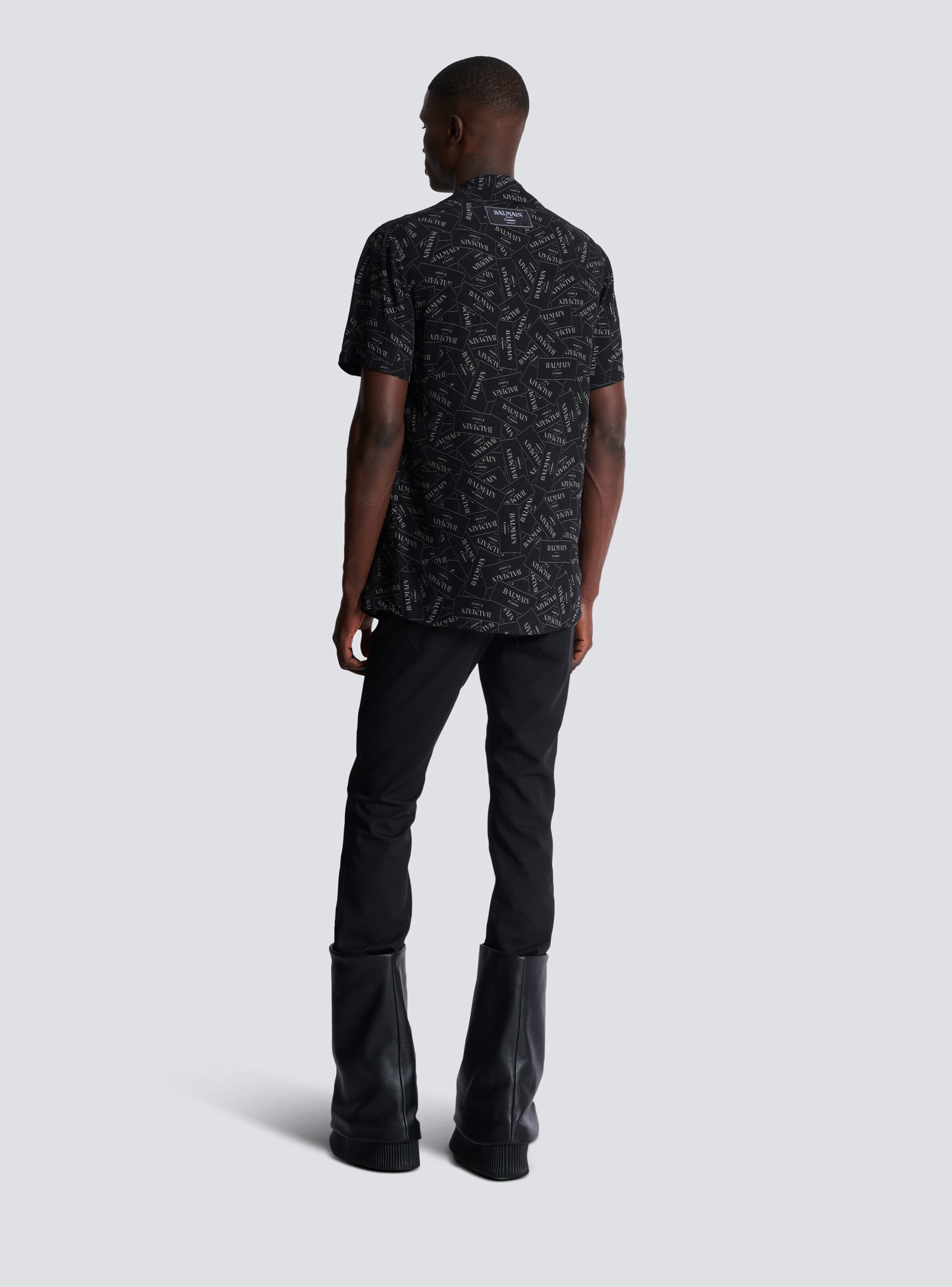 Pyjama shirt with all-over Balmain label print - 4