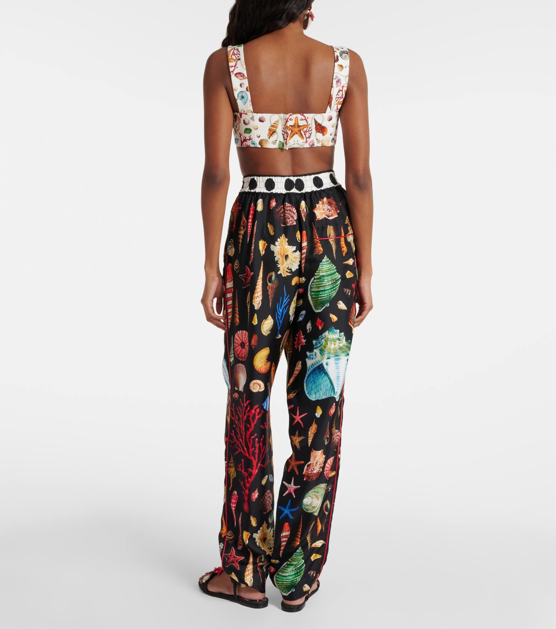 Capri printed silk satin pants - 3
