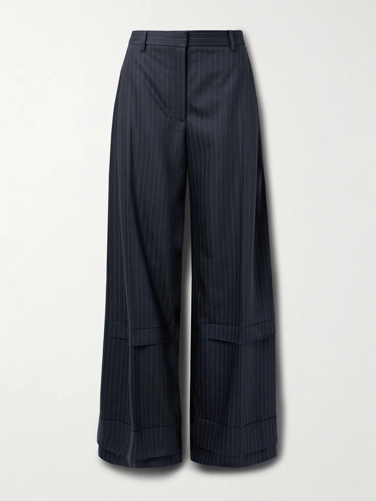 Linden Tiered Pinstriped Herringbone Twill Wide-leg Pants - 1