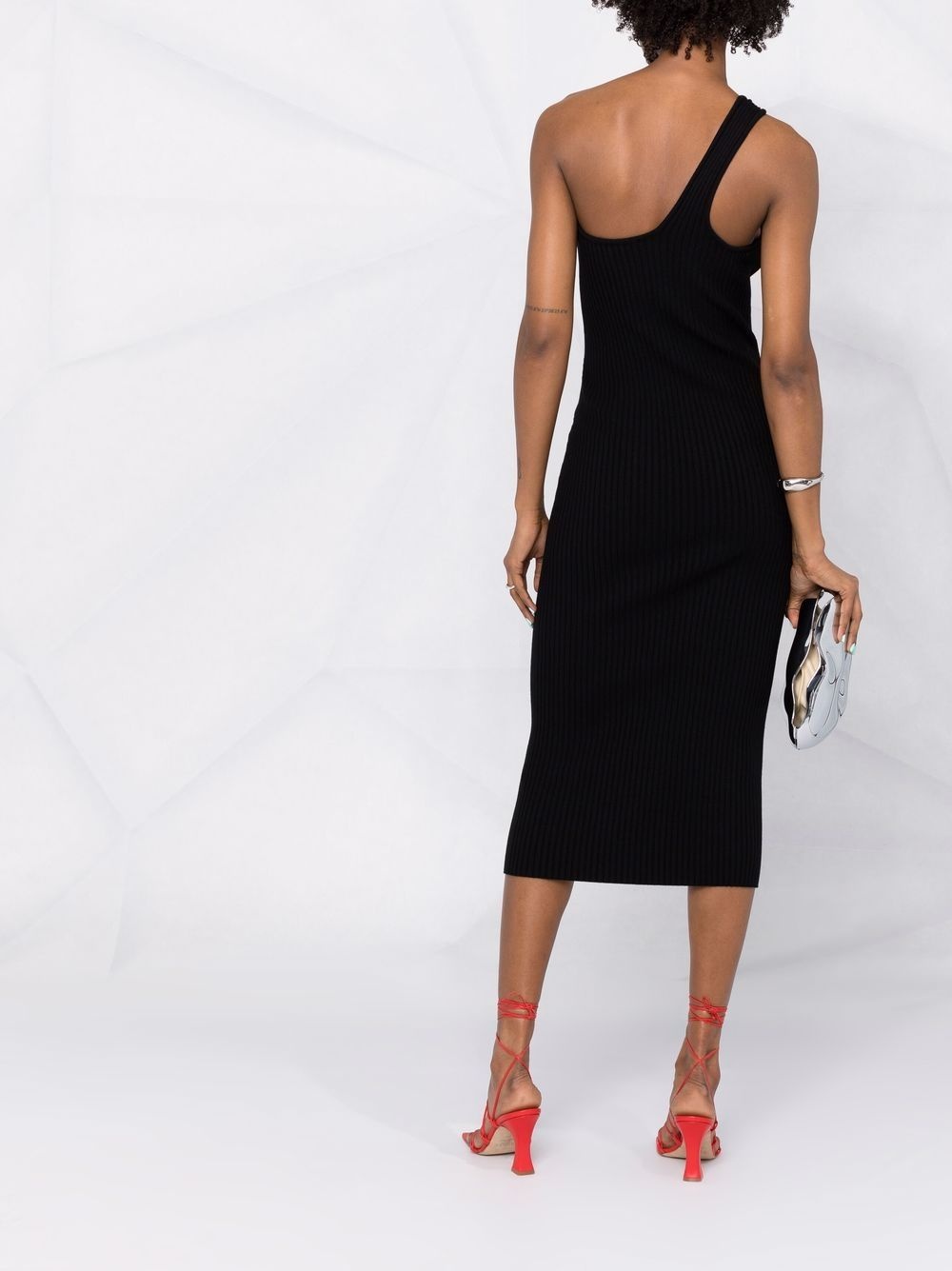 cut-out asymmetrical fitted dress - 6